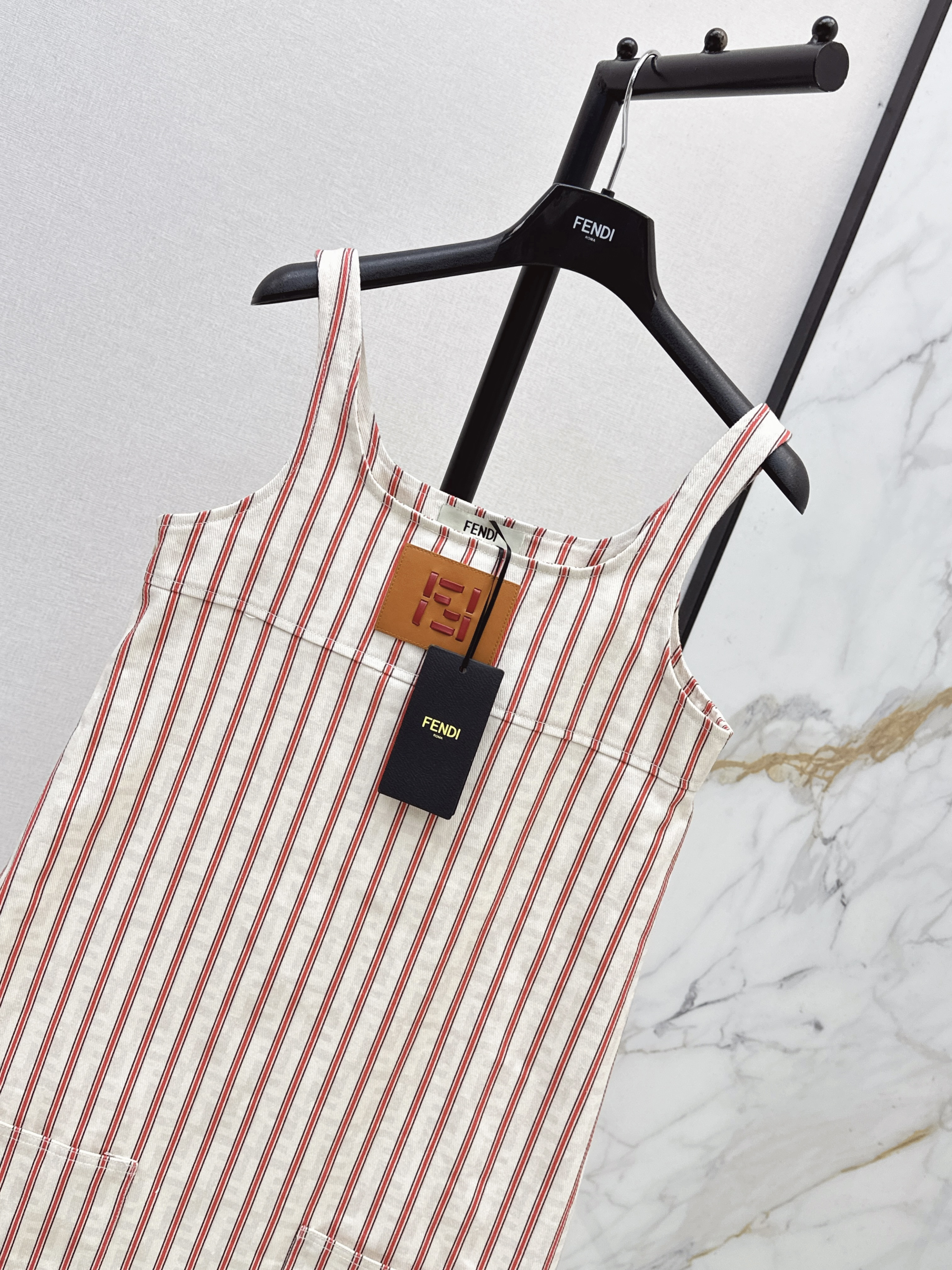 Fend 26ss Striped Sleeveless Mini Dress