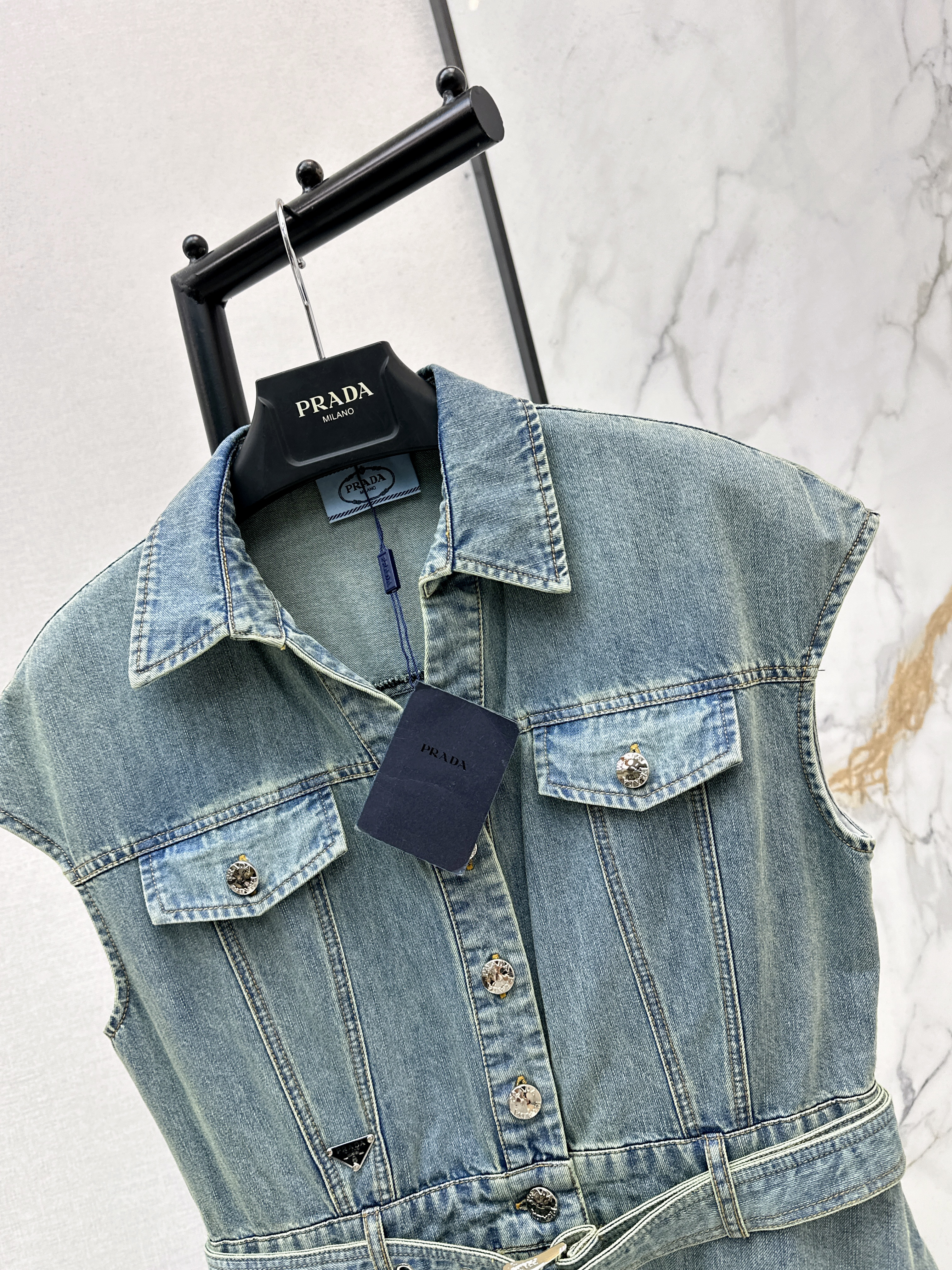 Pra 26ss denim sleeveless dress