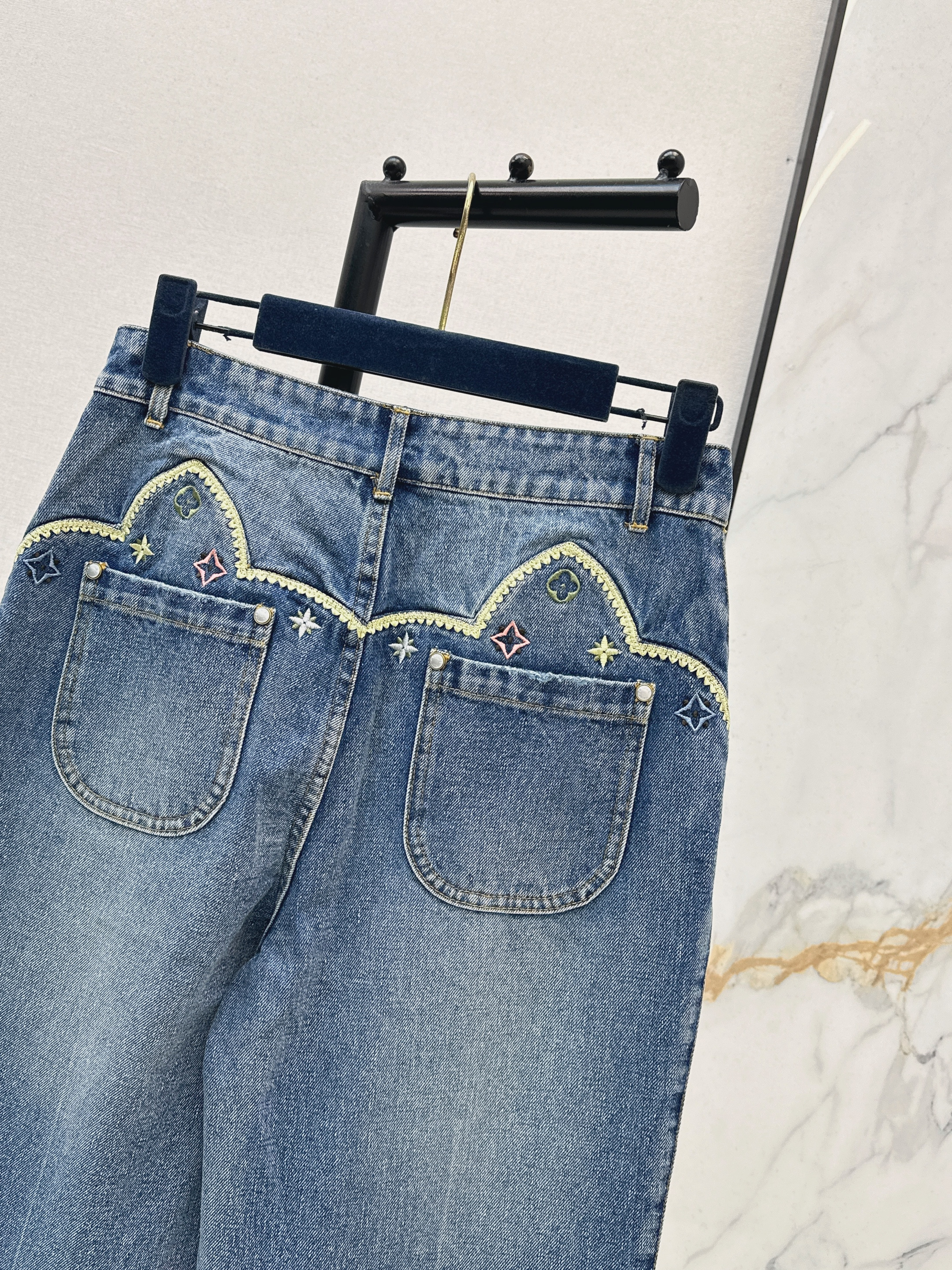 Lous 26ss embroidery jeans