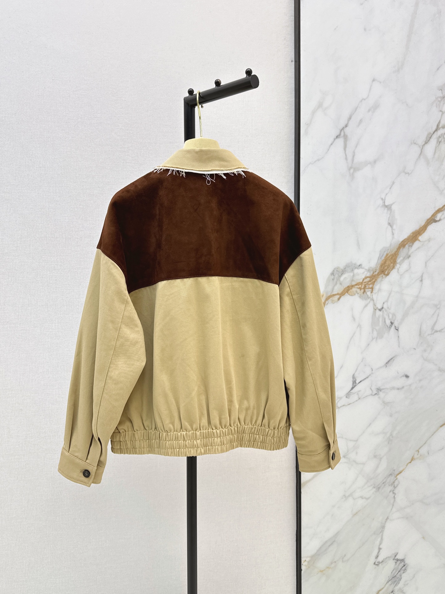 Miu 26ss rhinestone contract suede jacket