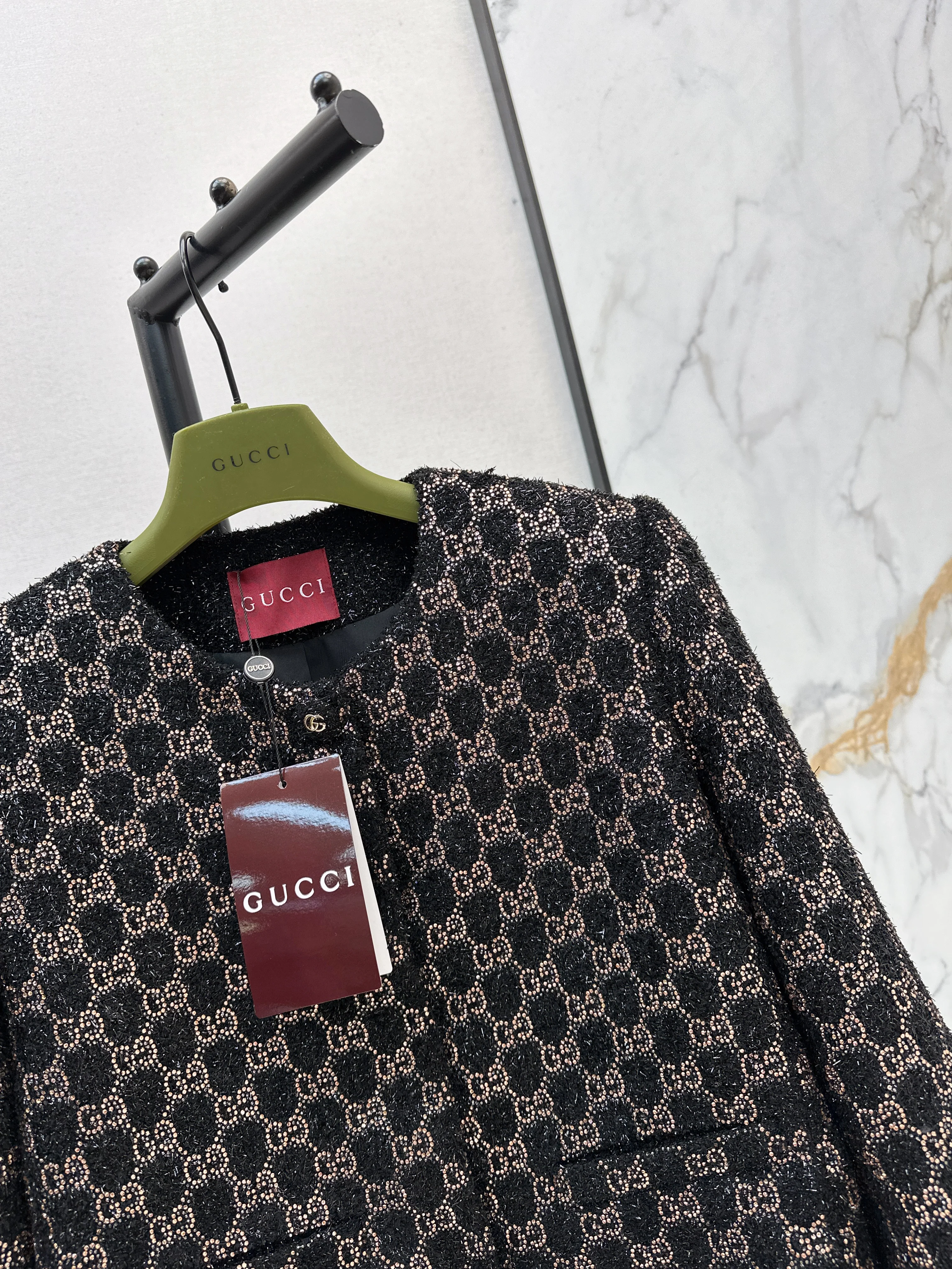 Gucc 26ss woven rhinestones jacket