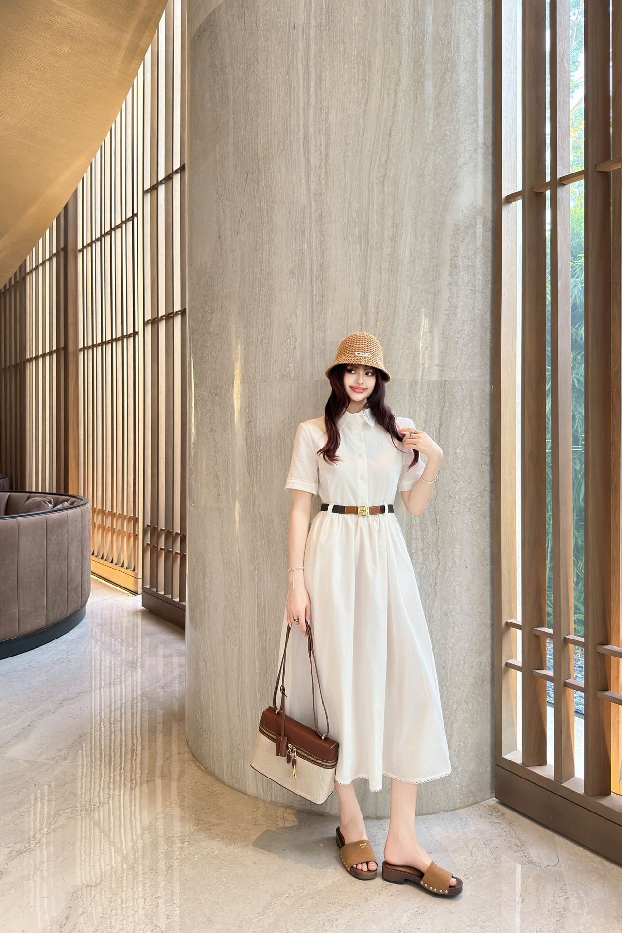 Miu 26ss belted shirt dress