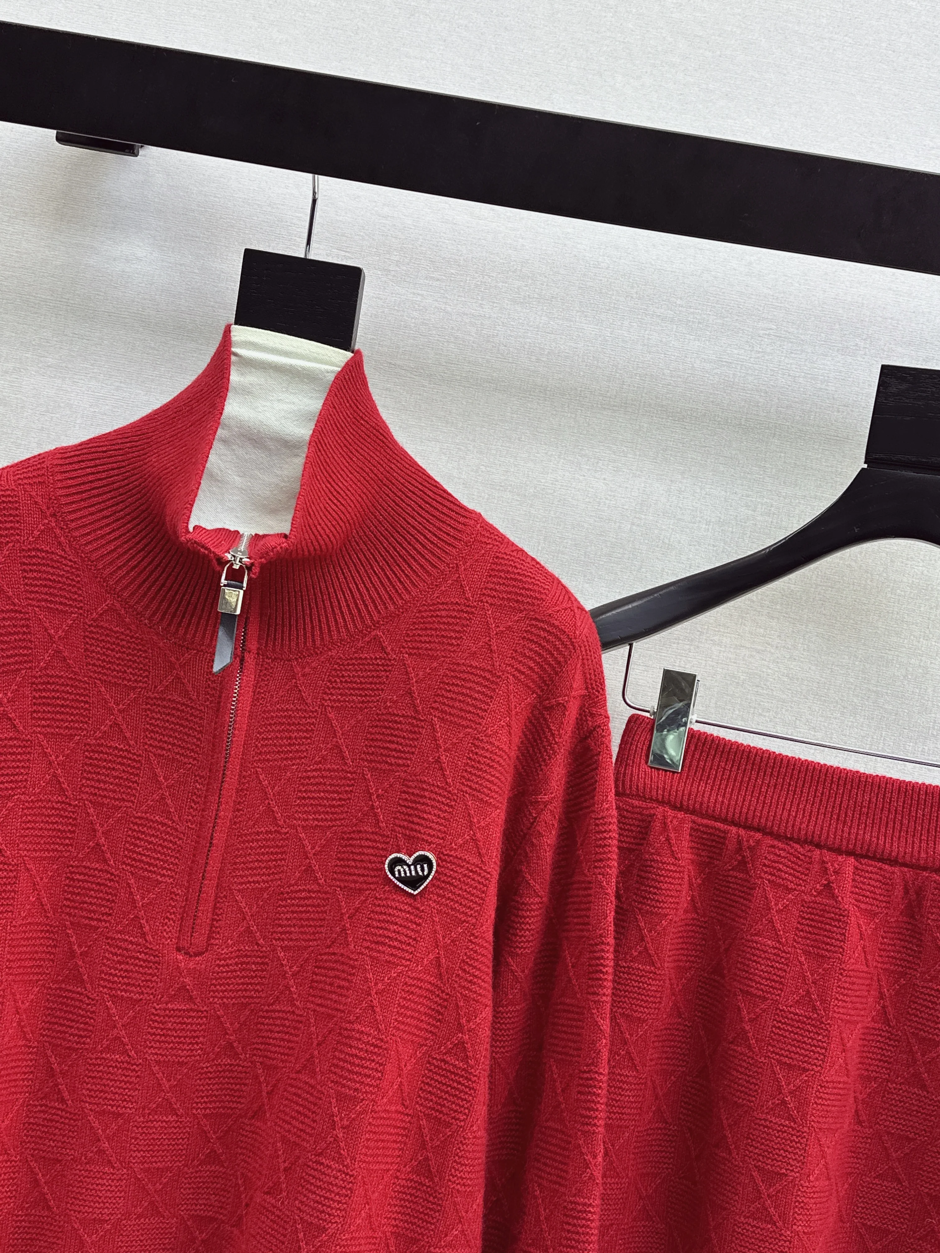 Miu 26ss jacquard knit sweater+skirts set