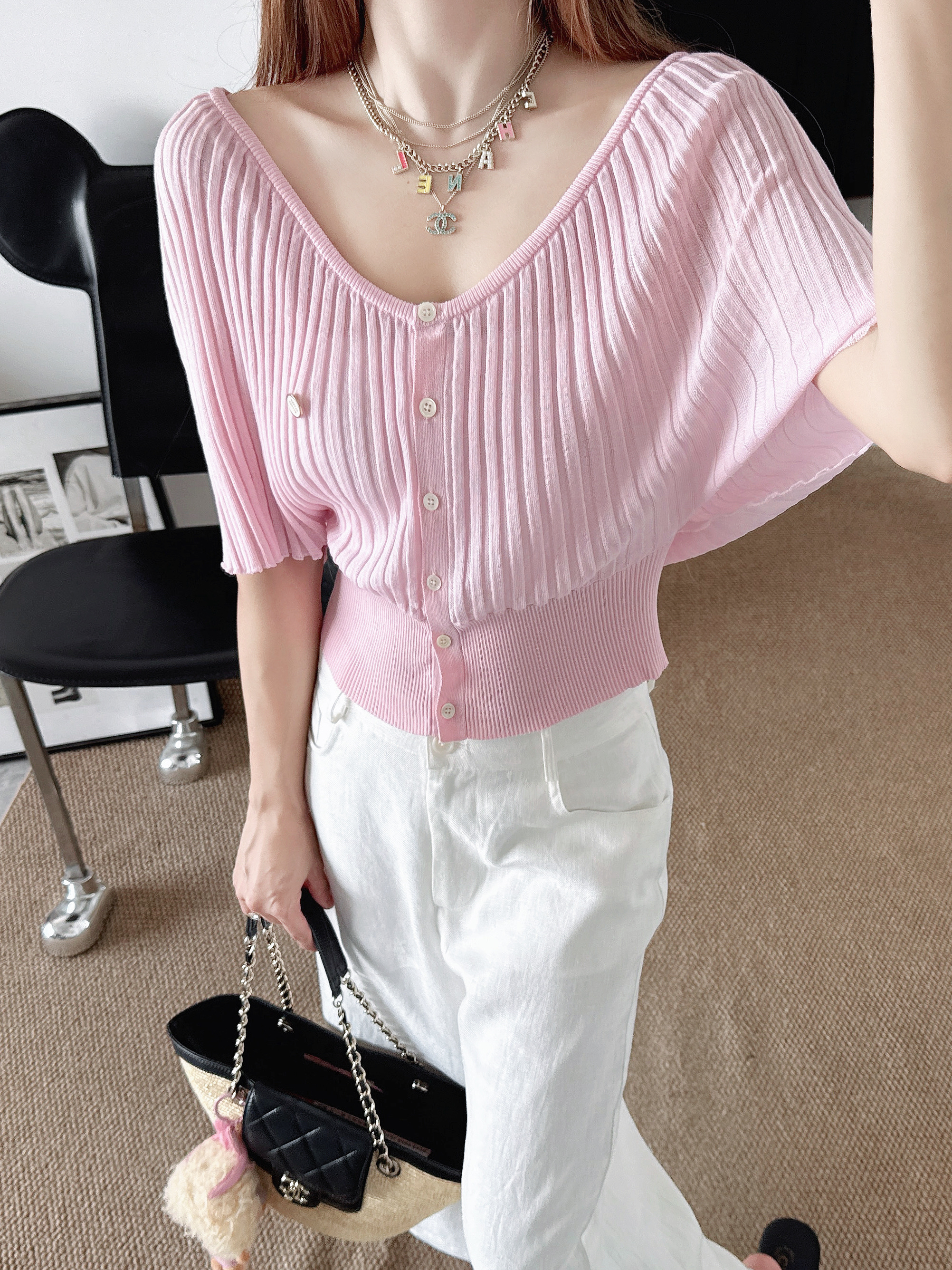 Miu 26SS Knit Cardigan Top