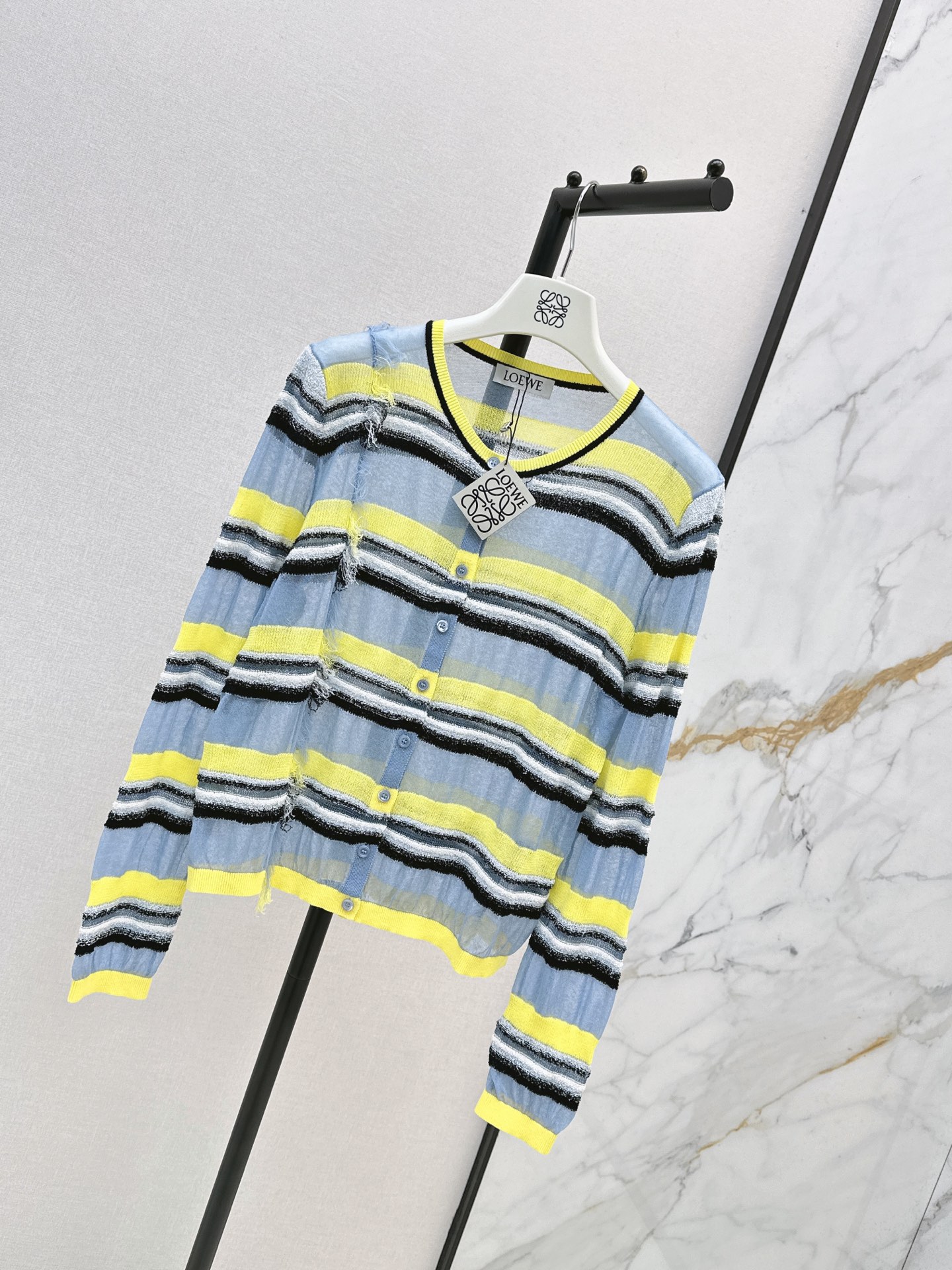 Loe 26ss stripe knit cardigan