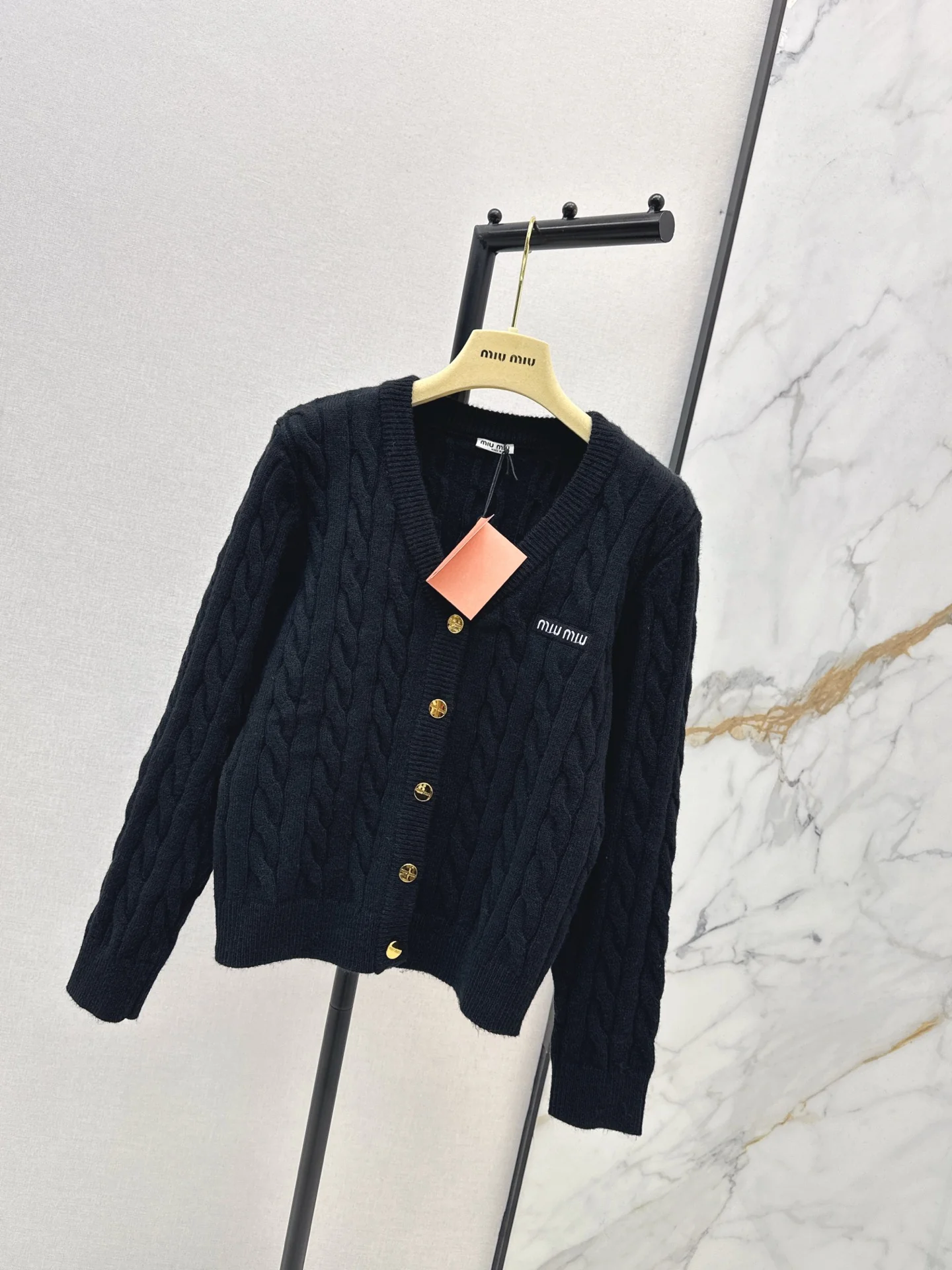 Miu 25fw cable knit cardigan