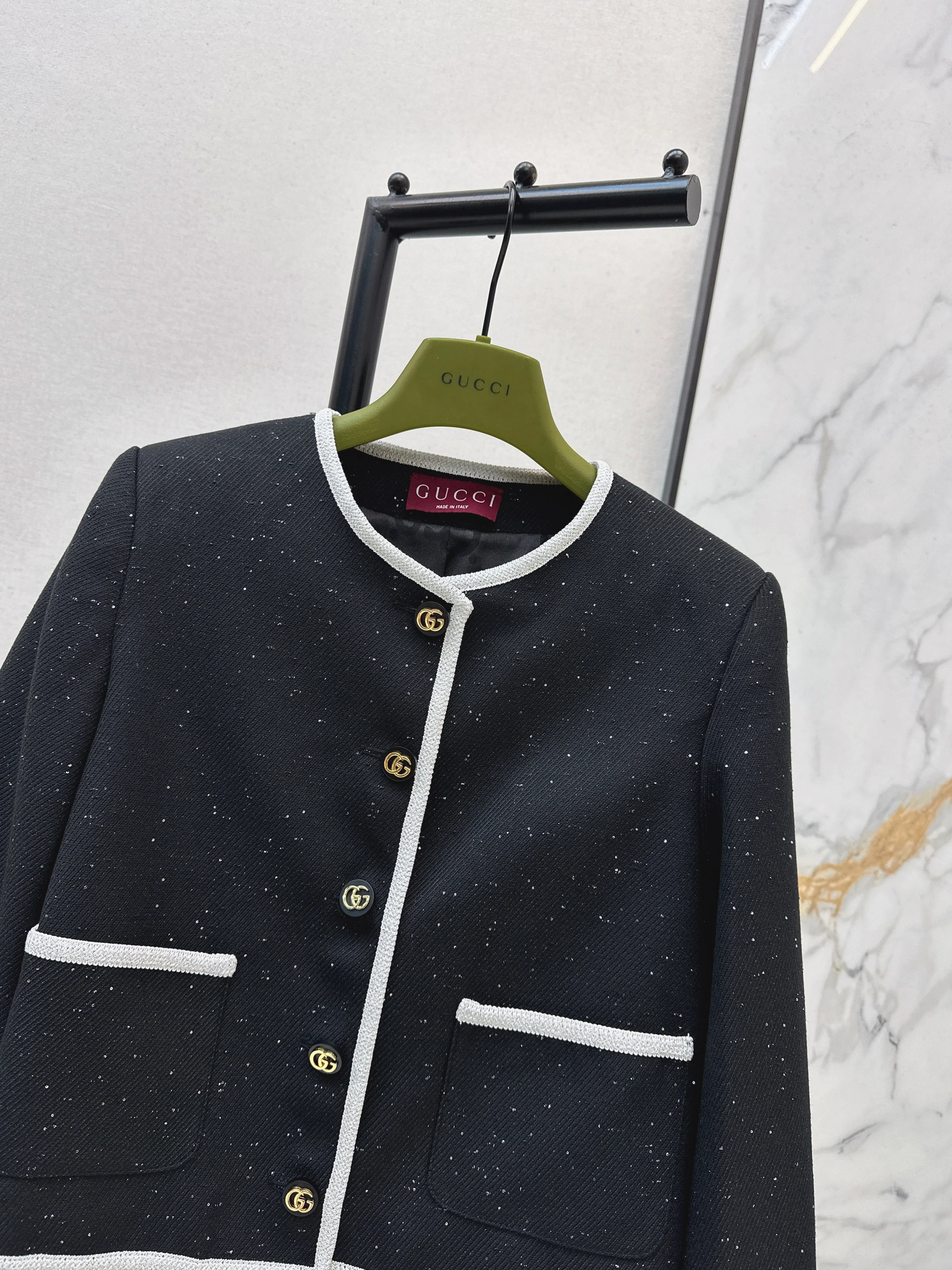 Gucc 26ss jacquard sequin jacket