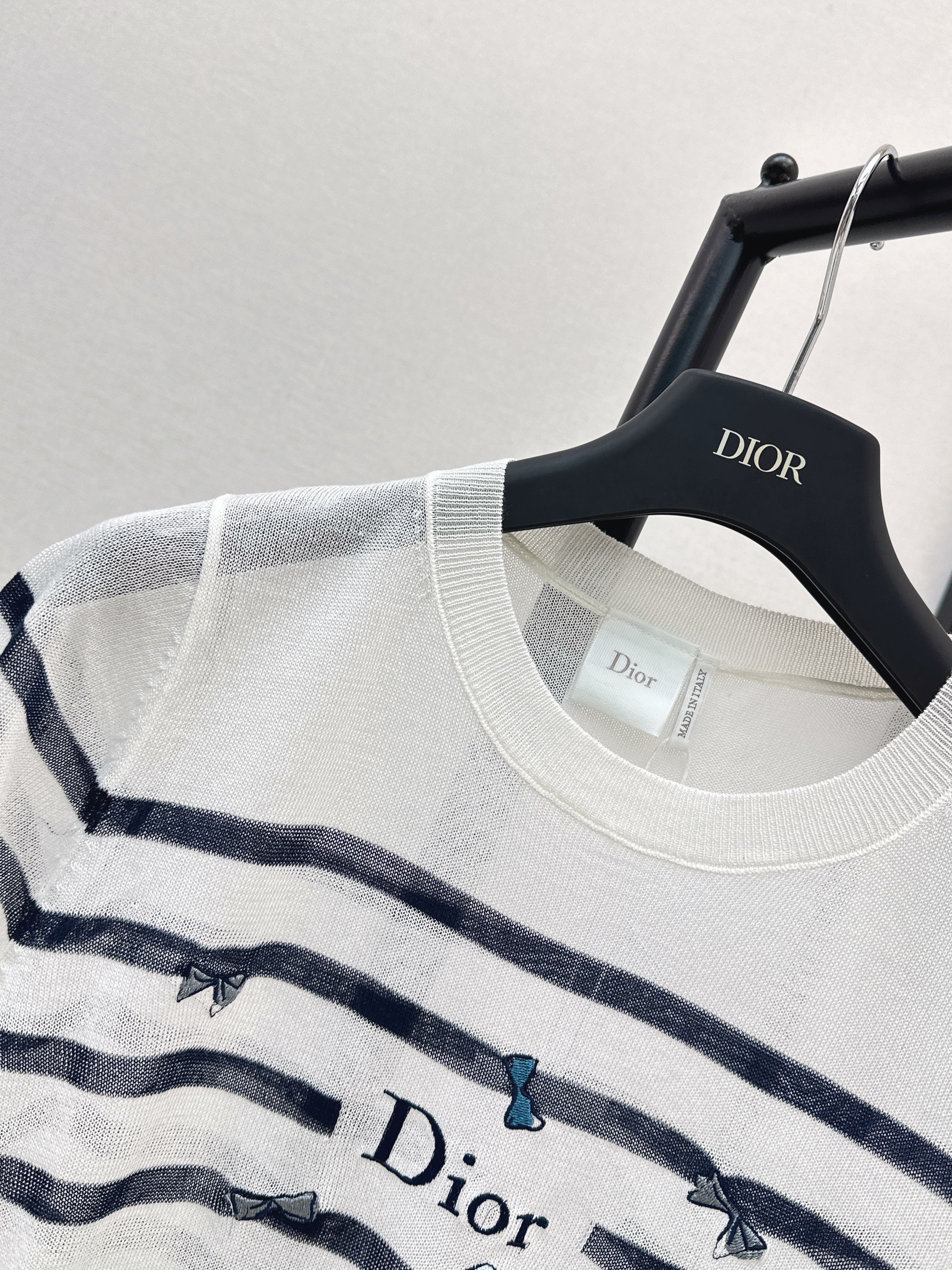 CD 26ss bow embroidery stripe top
