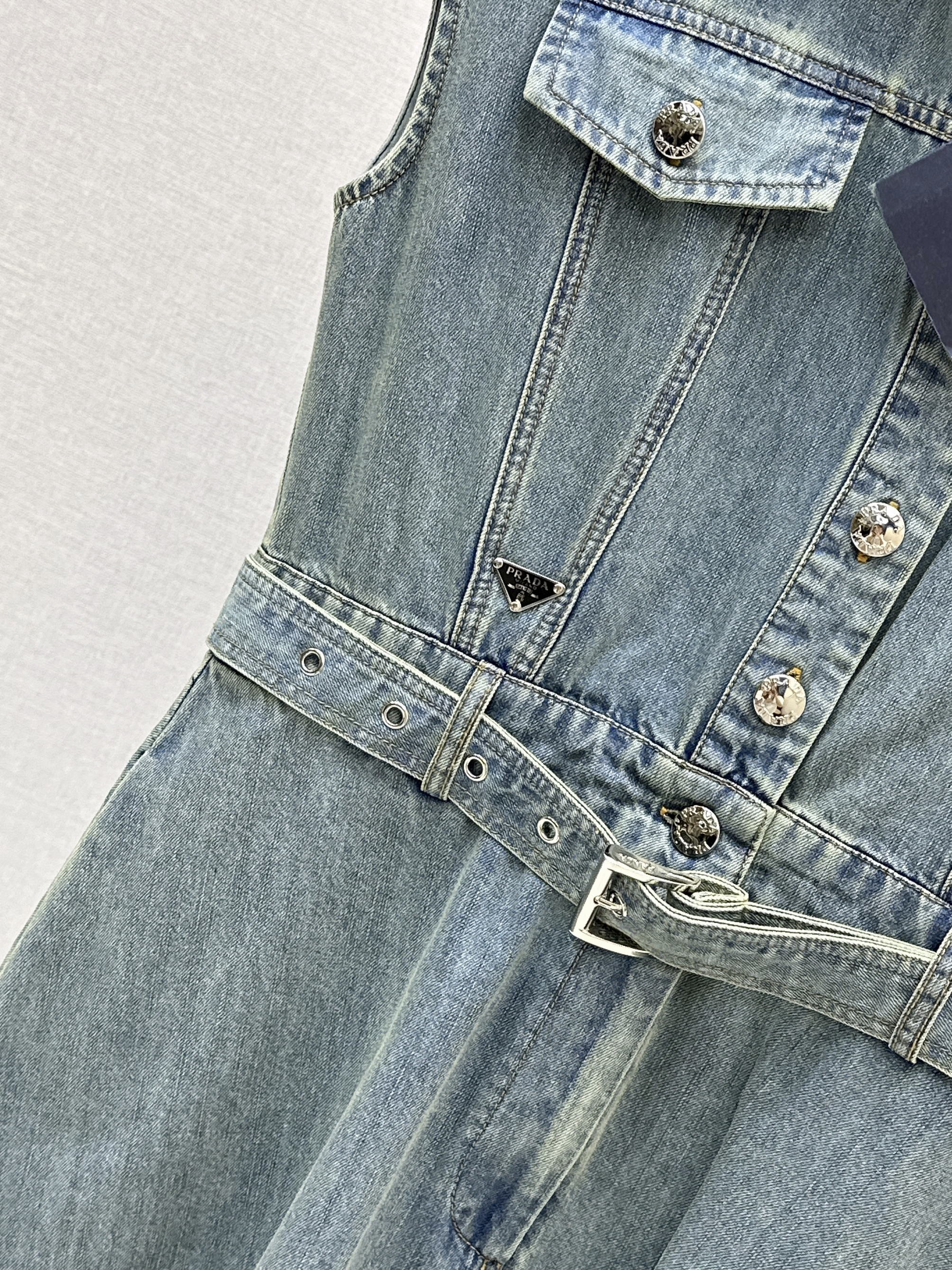 Pra 26ss denim sleeveless dress