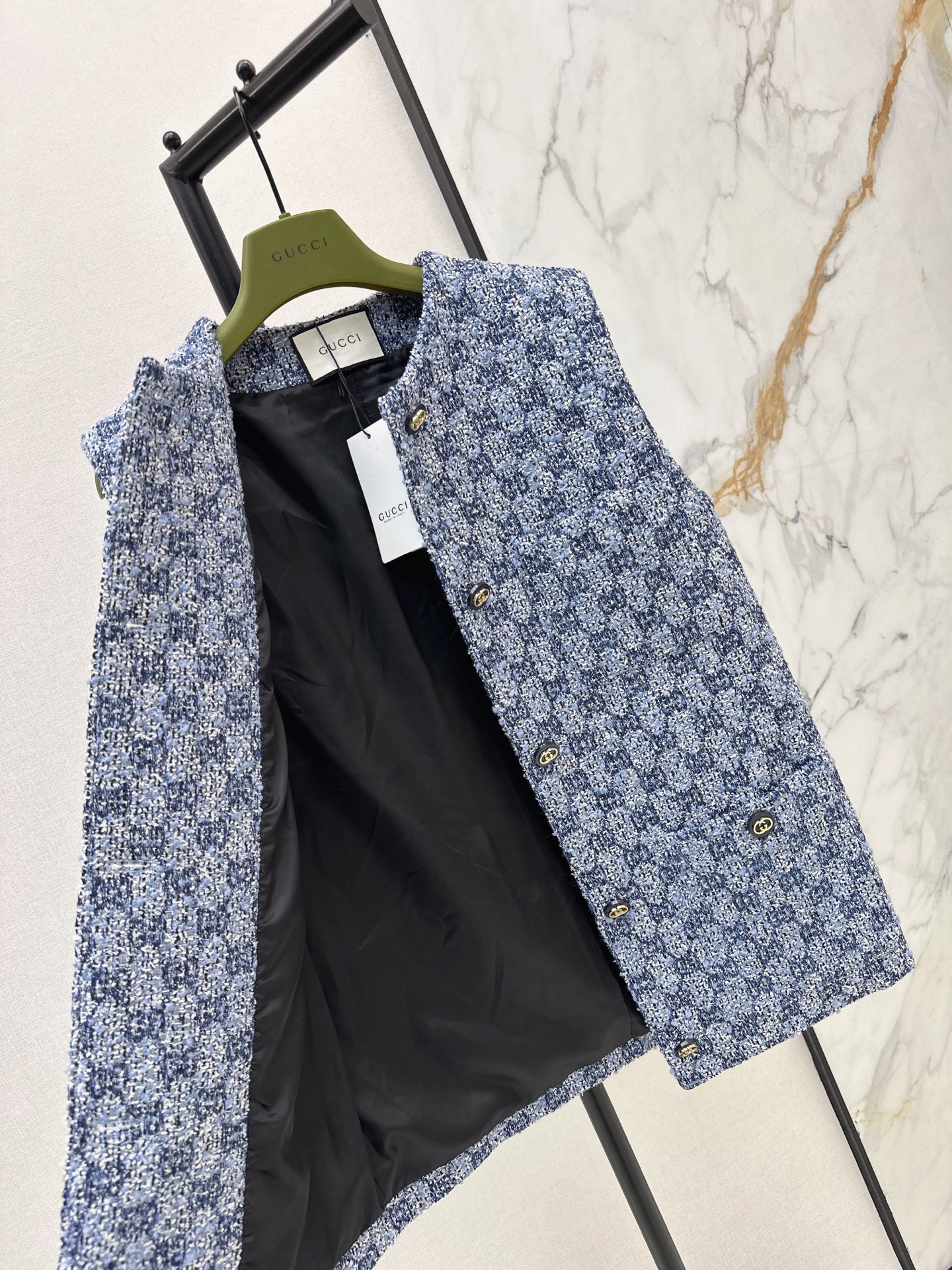 Guc 26ss jacquard tweed vest jacket