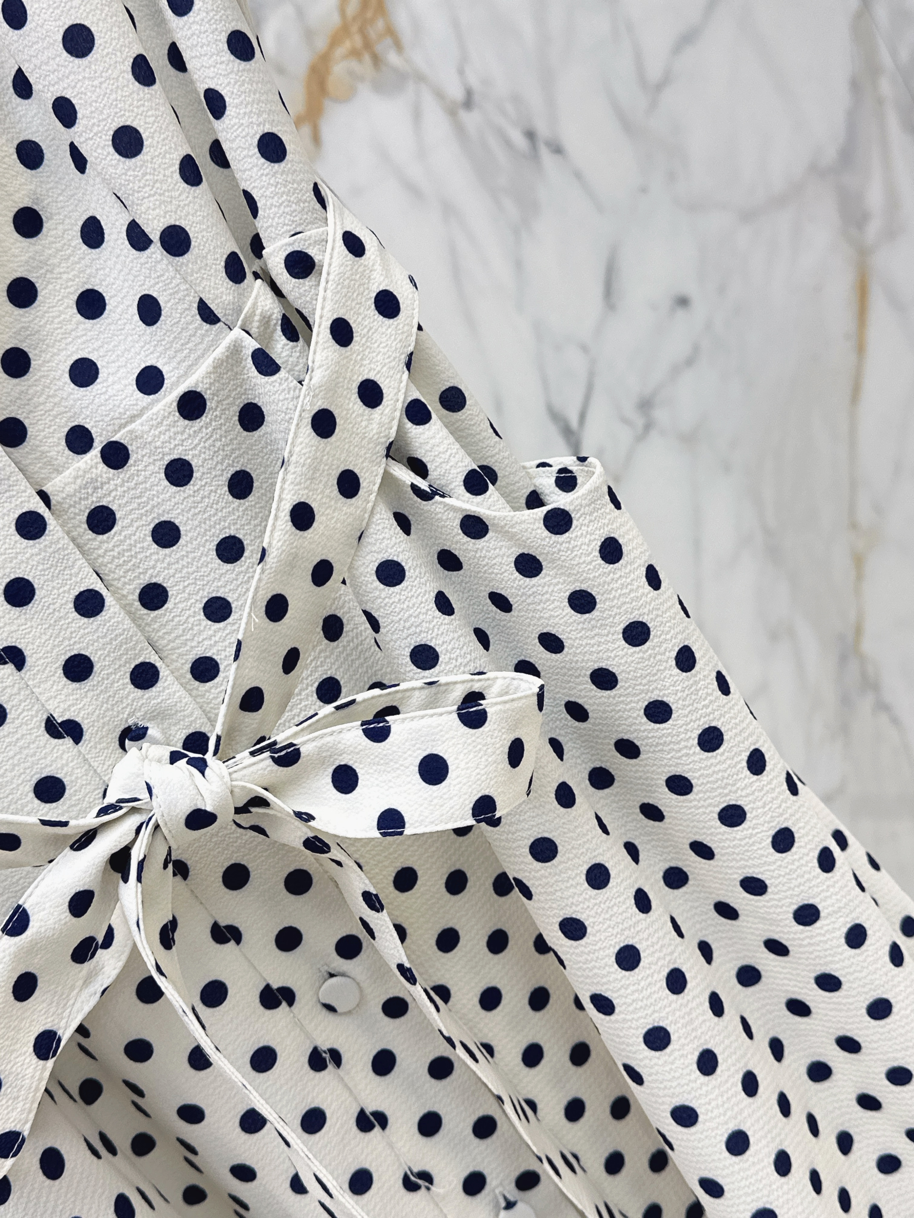 Pra 26ss Polka Dot Belted Shirt Dress