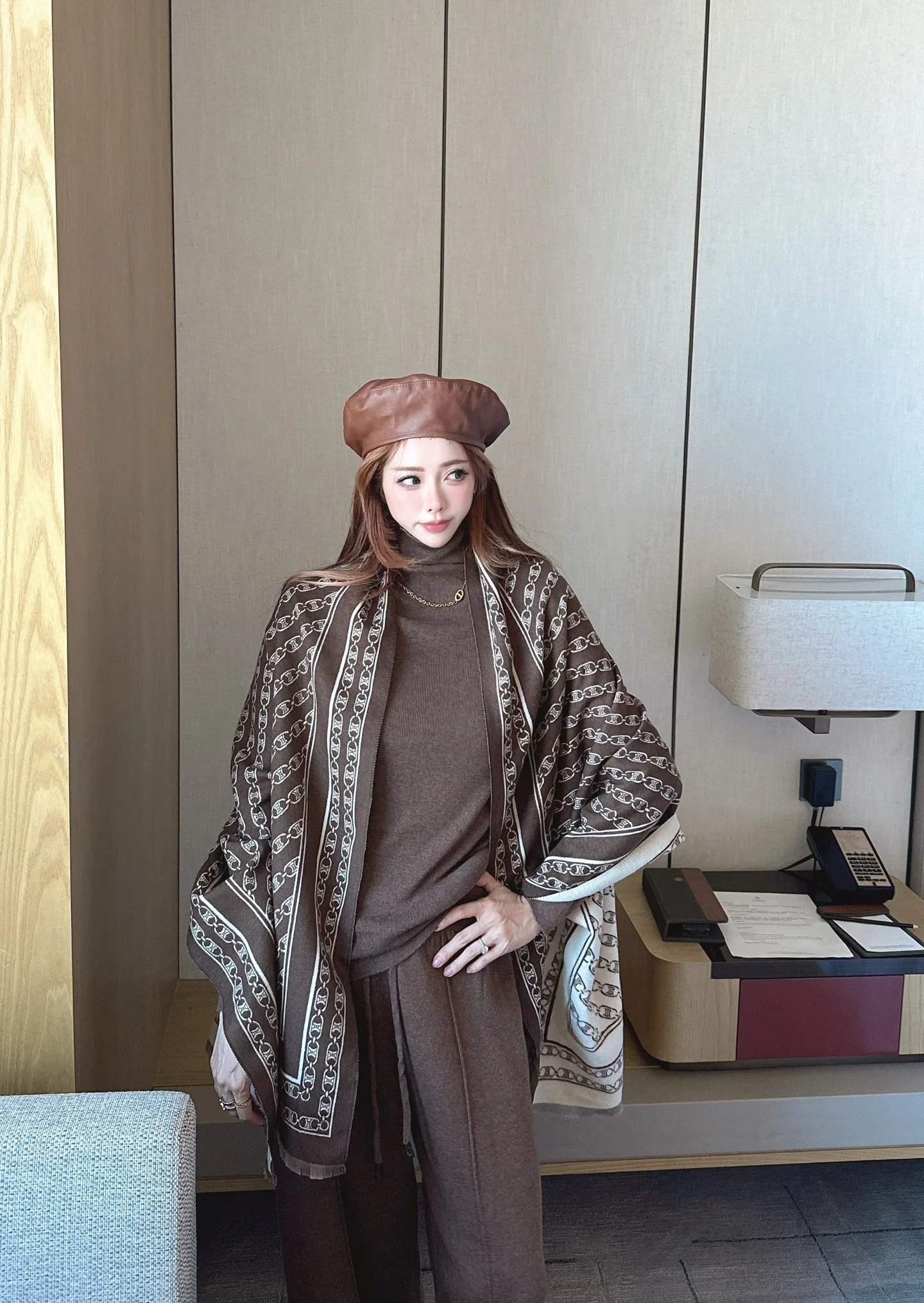 Celi 25fw knit shawl base layer pants set