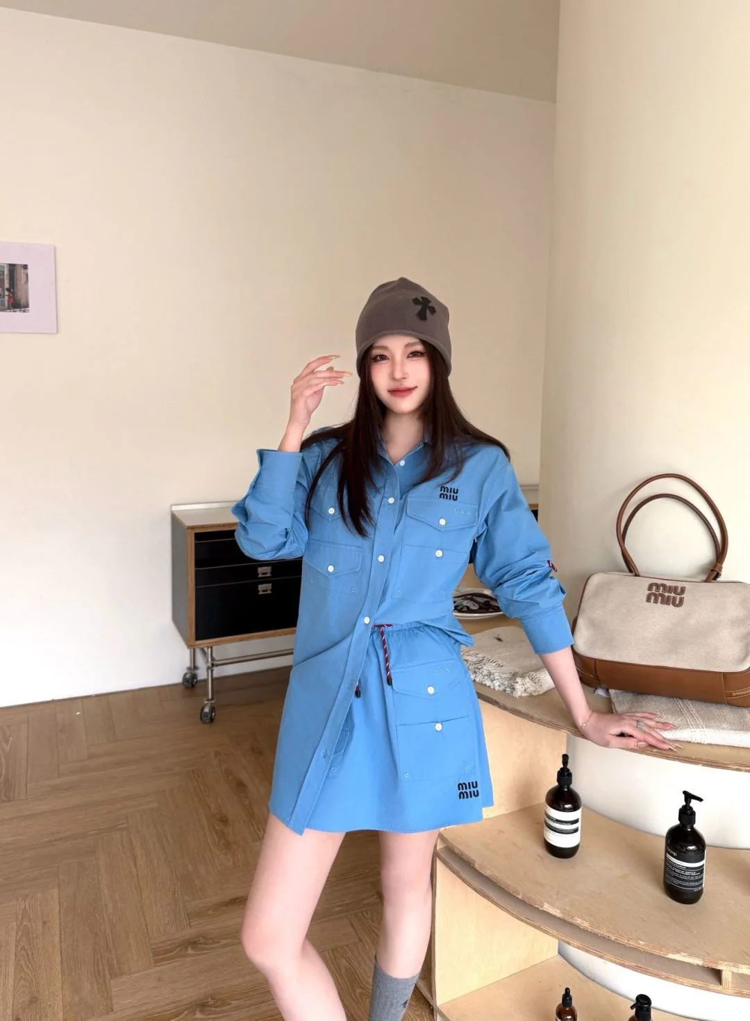 Miu 26ss embroidery shirts dress