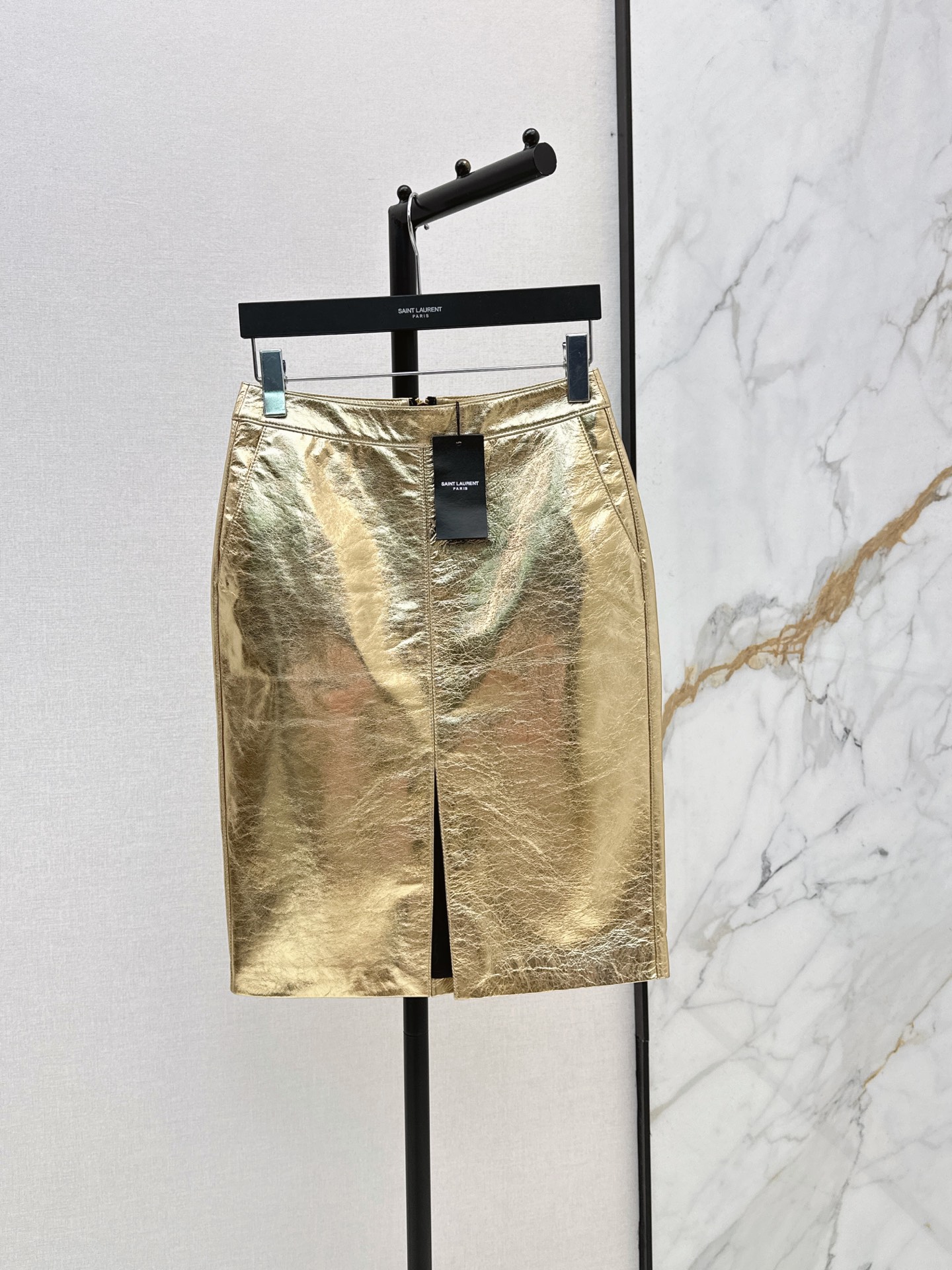 Sain 26ss metal leather skirt