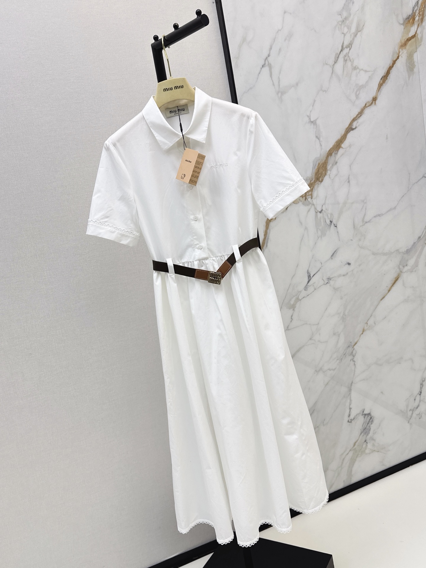Miu 26ss belted shirt dress