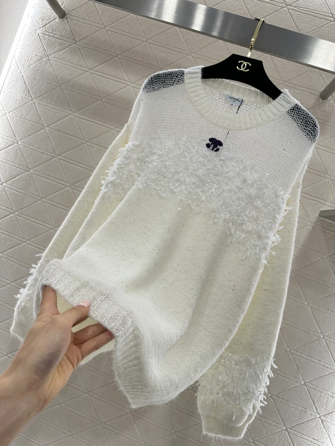 Chan 26ss hollow contract sweater