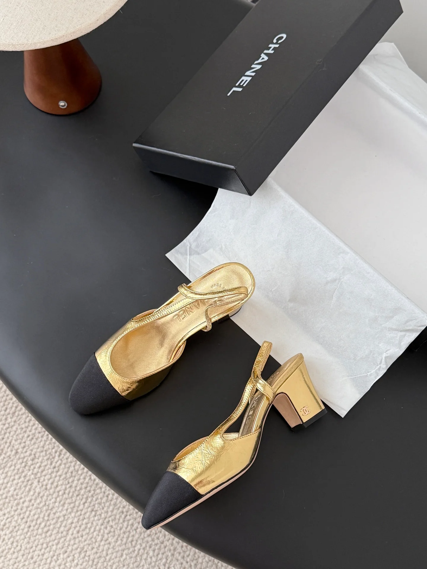 Chan 25fw slingback chunky heel