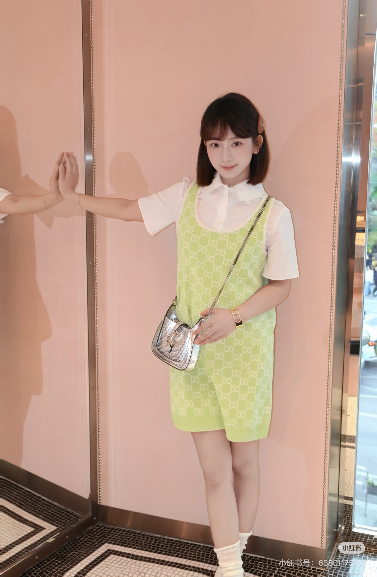 Guc 26ss jacquard sleeveless dress