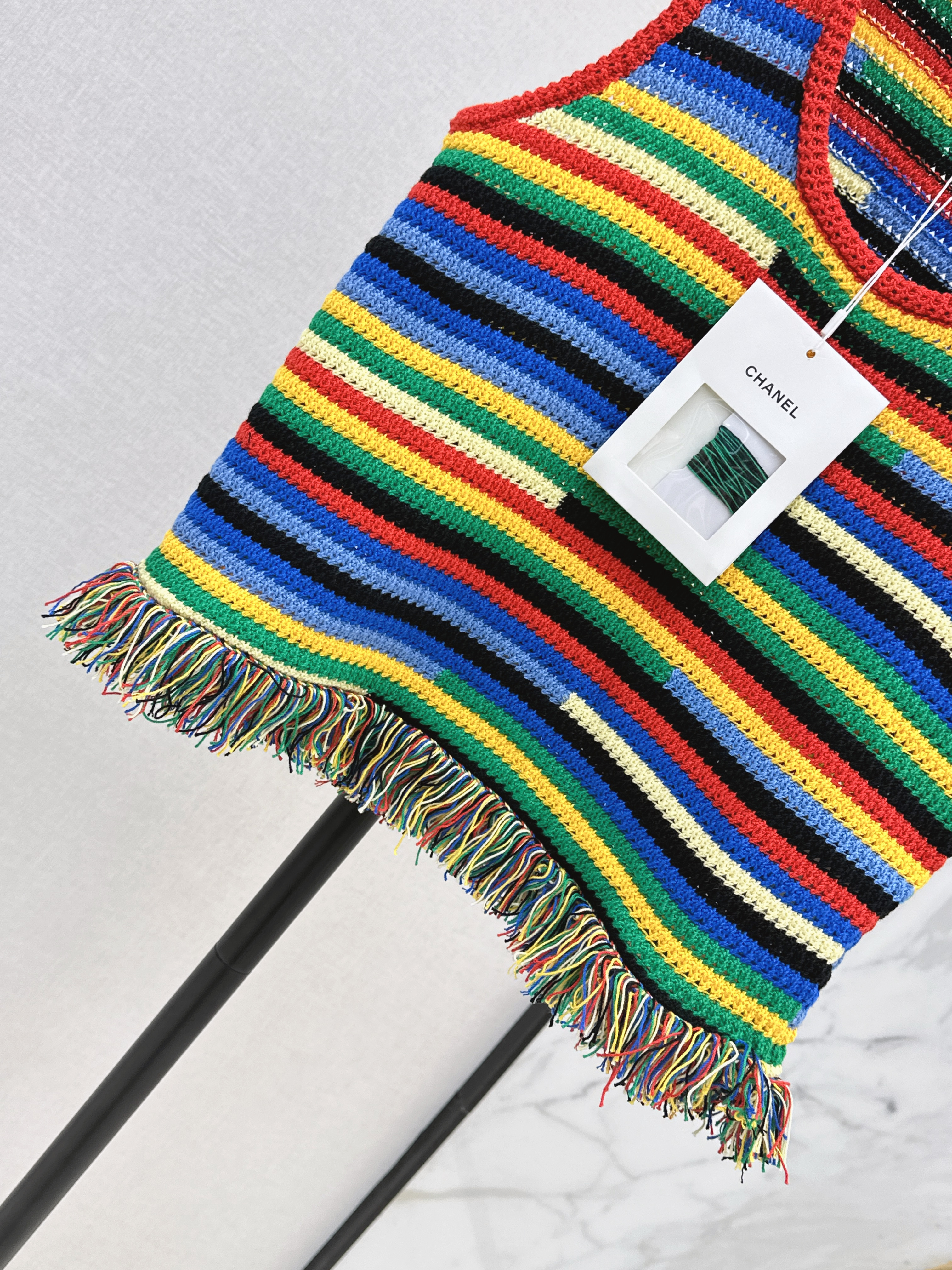 Chan 26SS Striped Crochet Knit Tank Top
