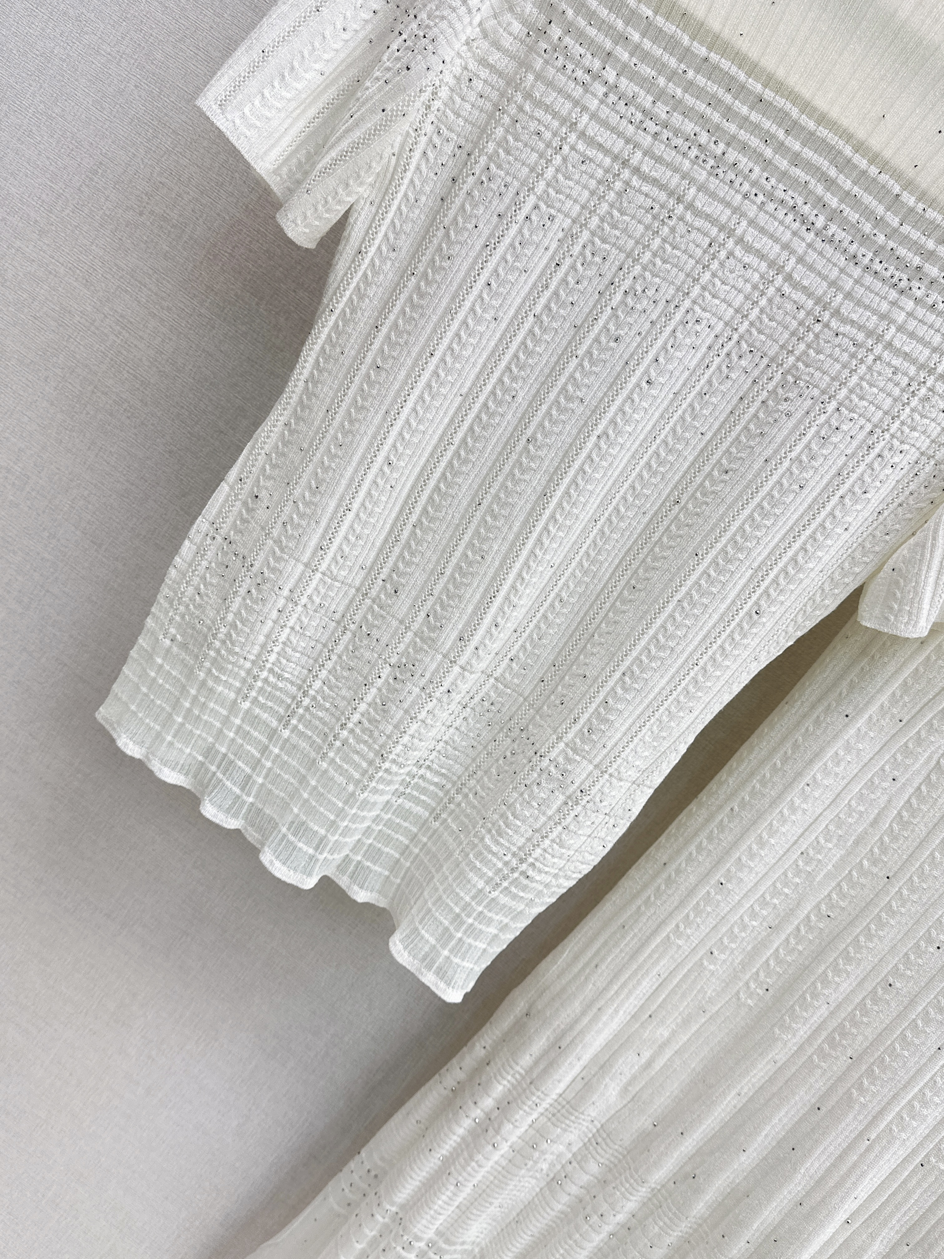 Chan 26ss omber knit top skirt set