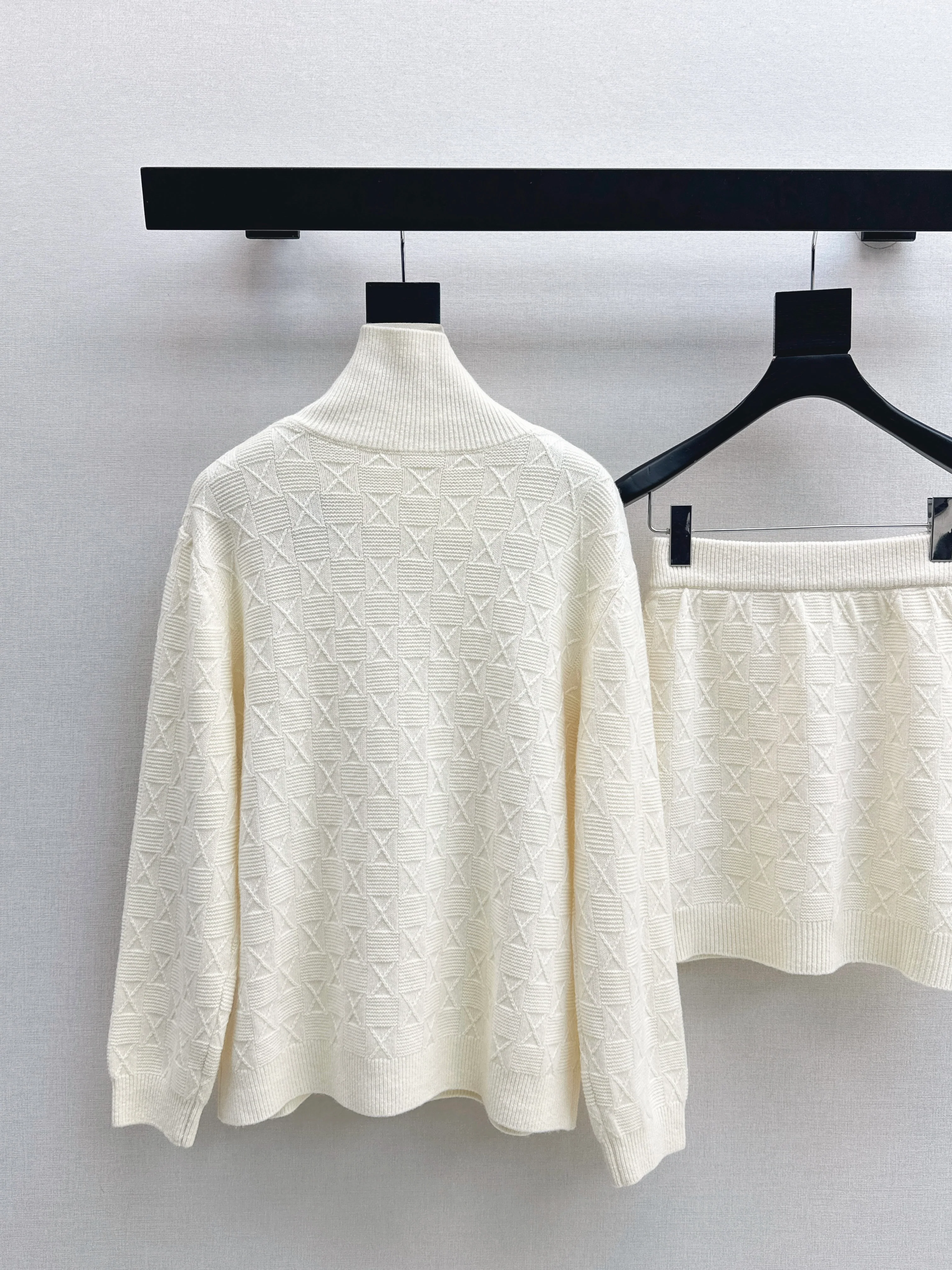 Miu 26ss jacquard knit sweater+skirts set