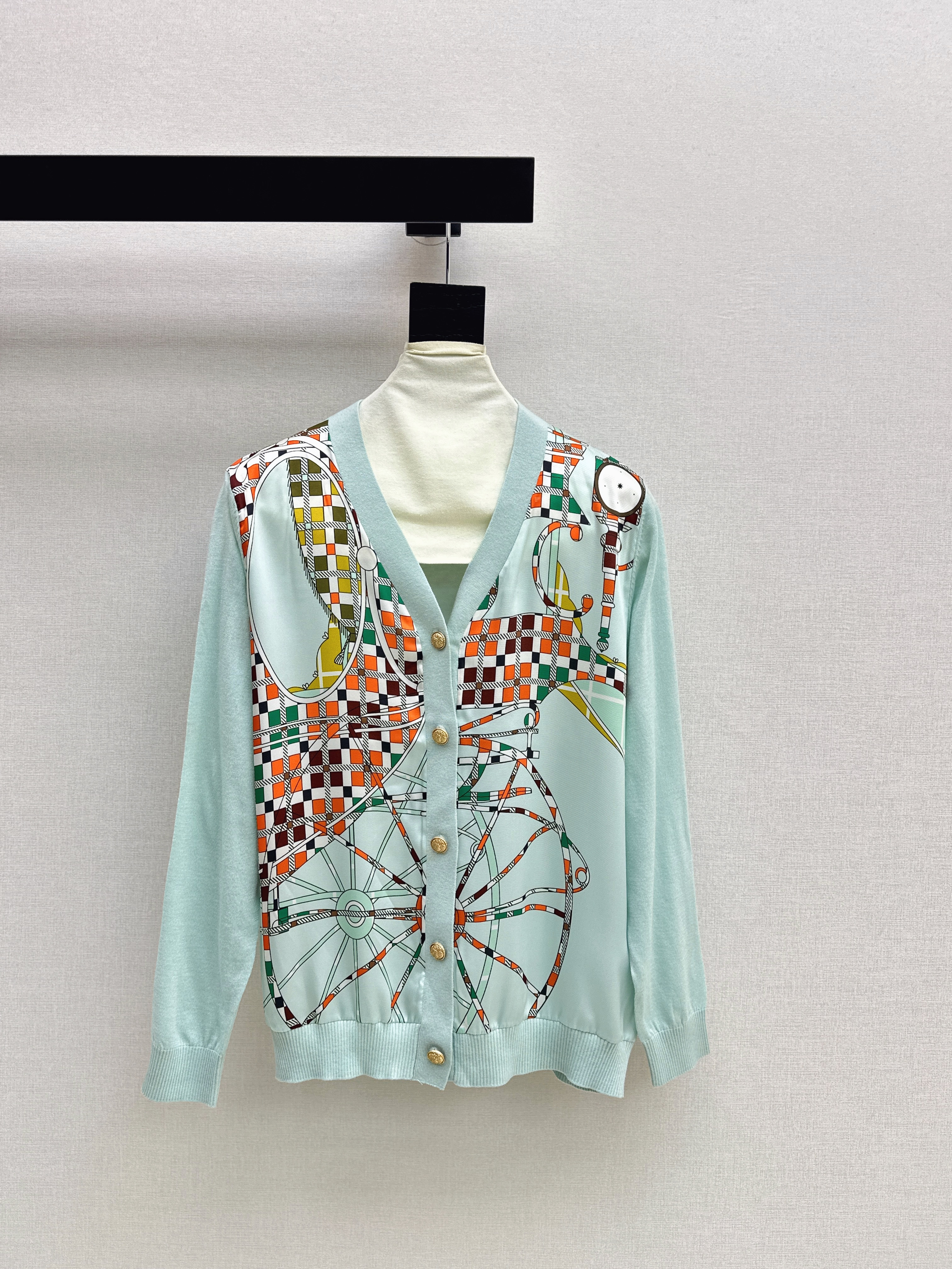 Herm 26ss print knit cardigan