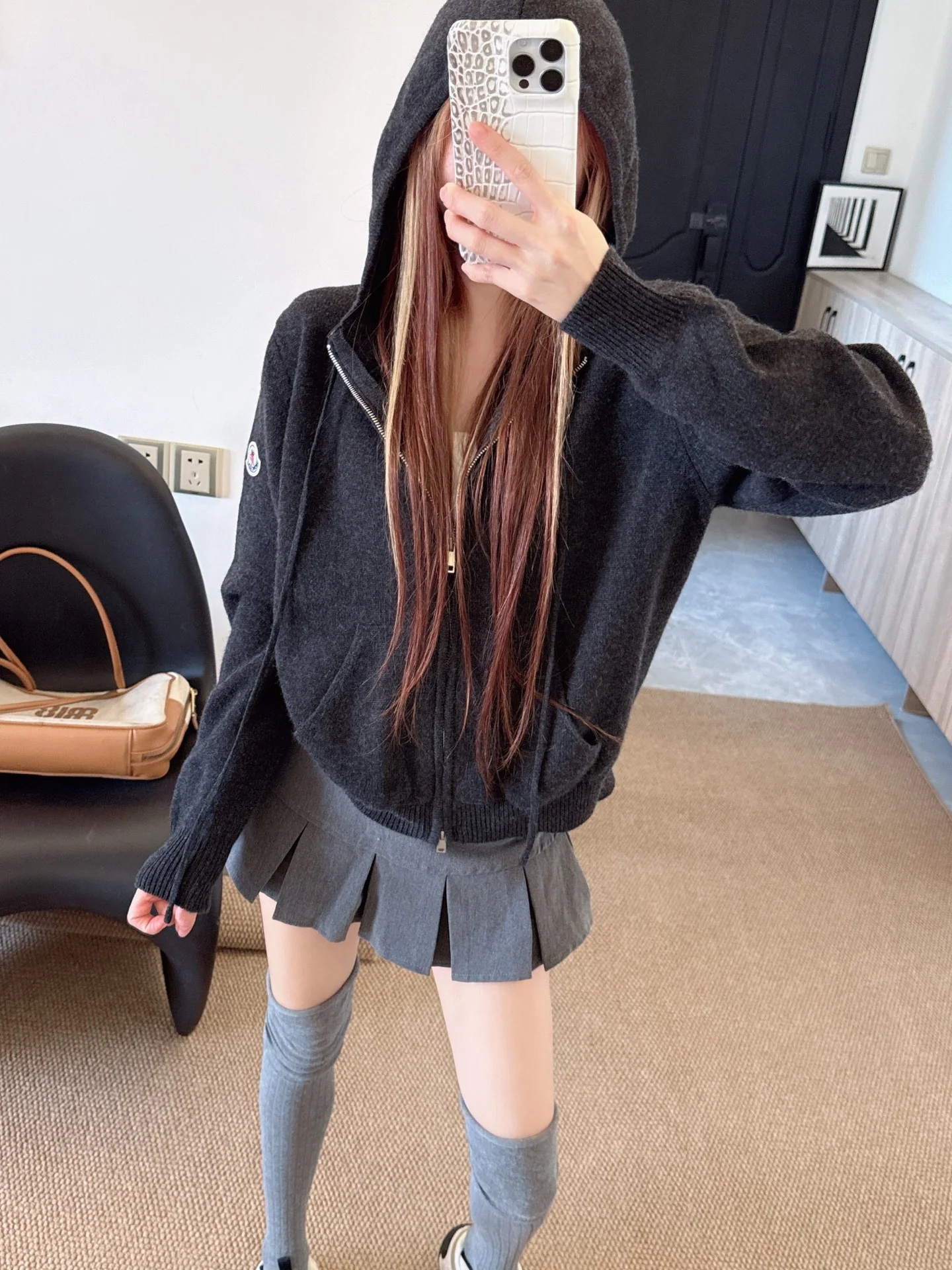 Monc 26ss hooded knit cardigan