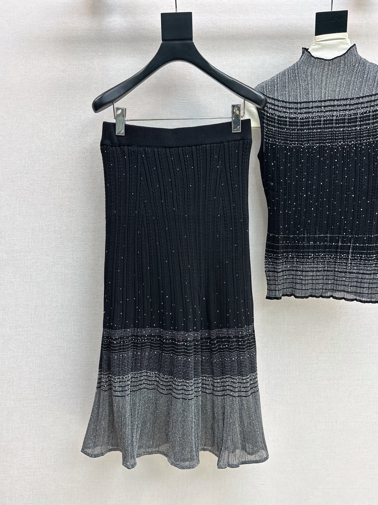 Chan 26ss sleeveless knit vest skirt set