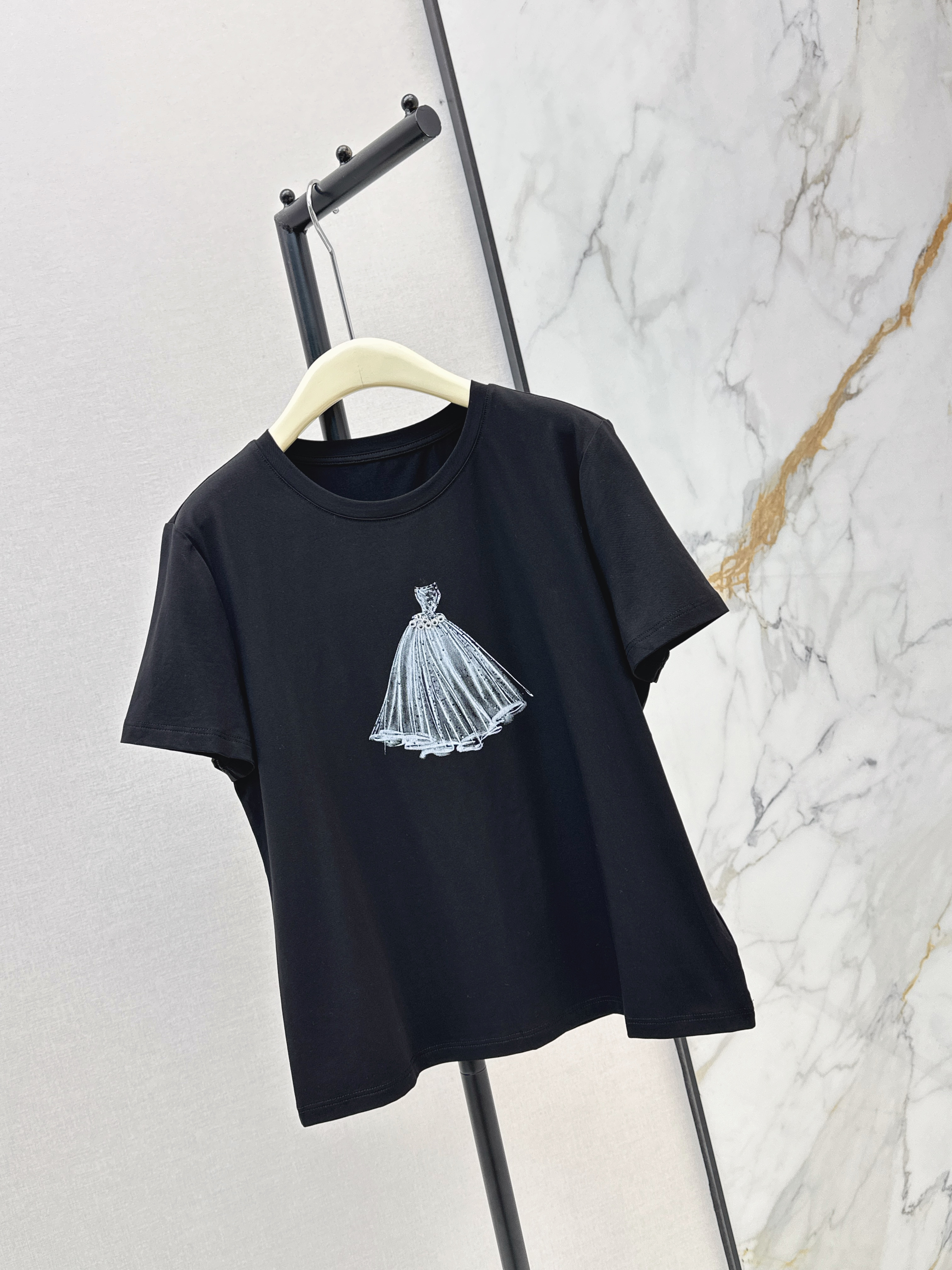 Chan 26ss beading print t-shirt
