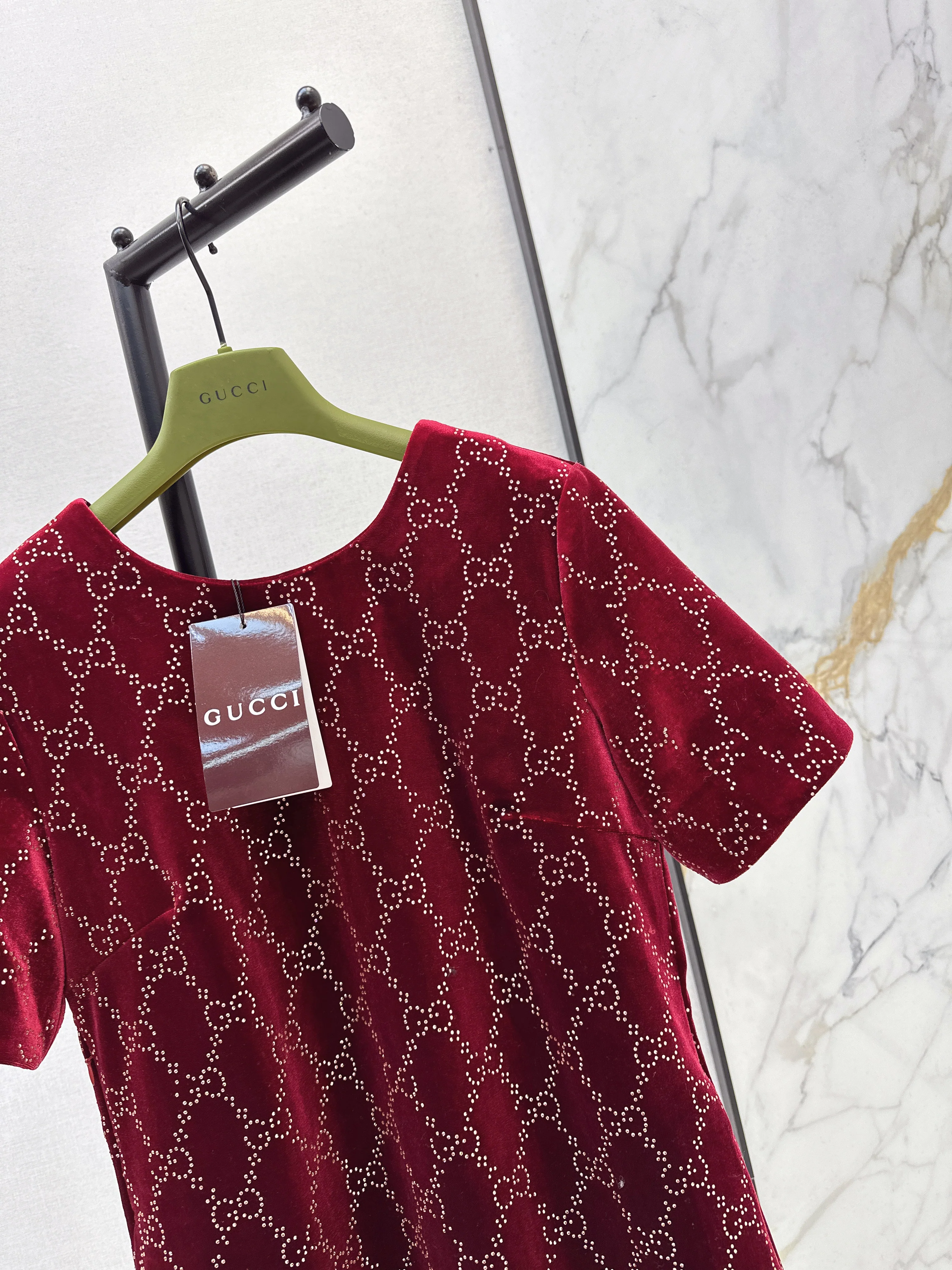 Gucc 26ss rhinestone dress