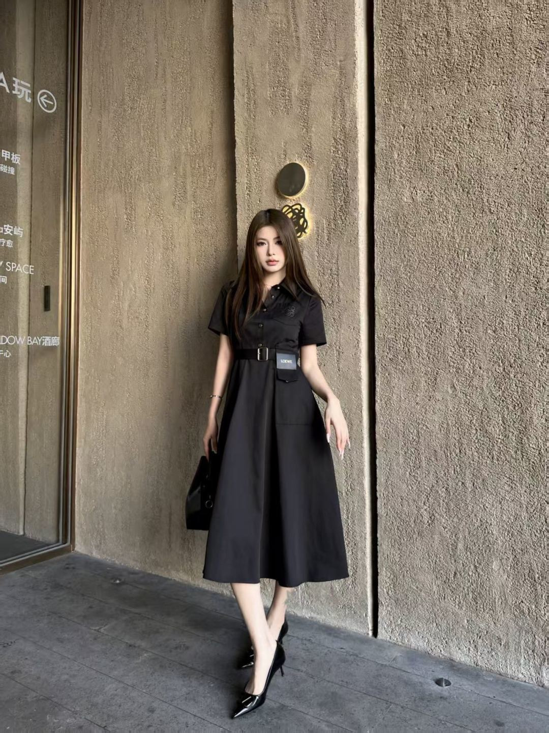 Loe 26ss logo embroidery dress