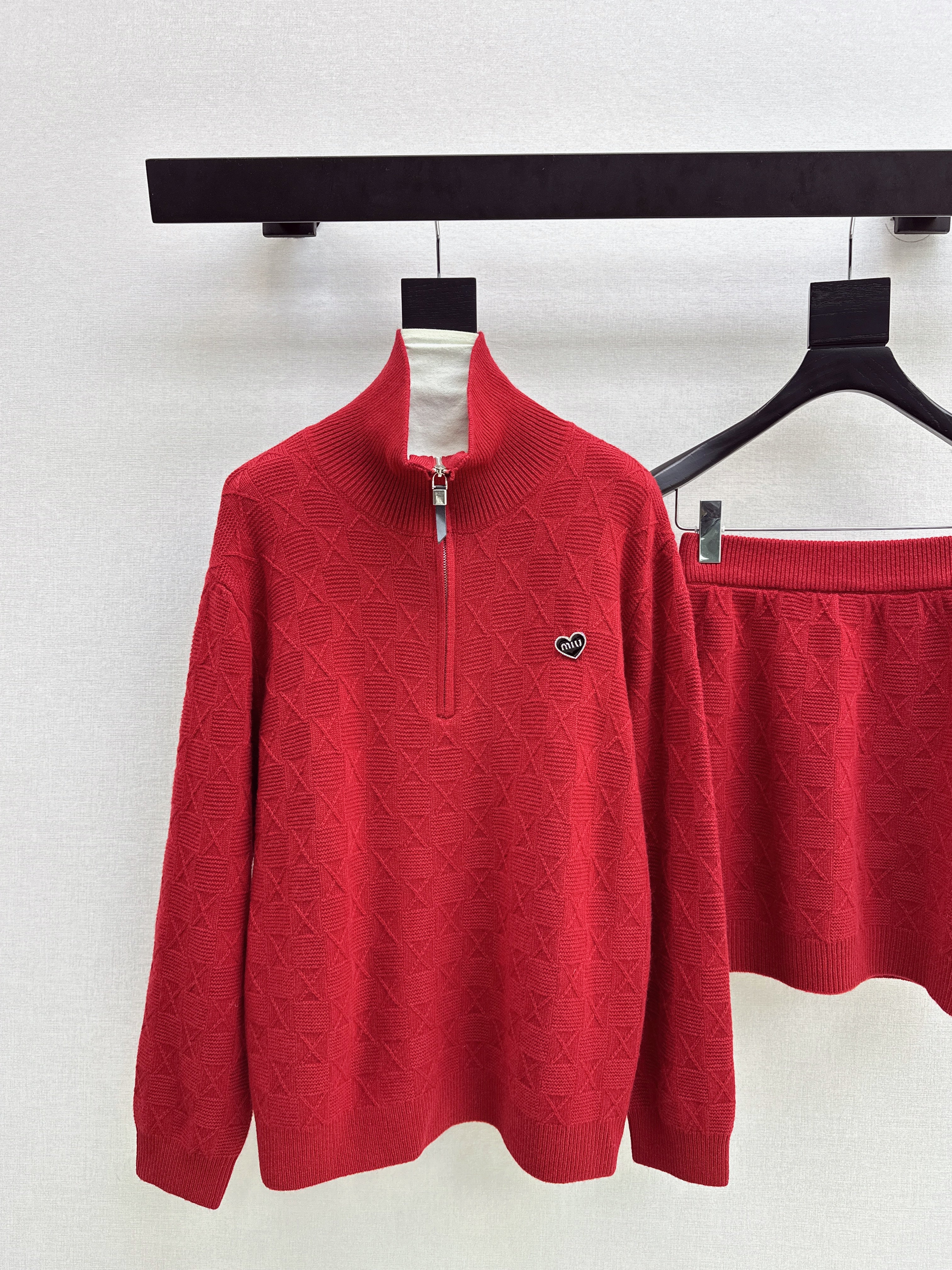 Miu 26ss jacquard knit sweater+skirts set