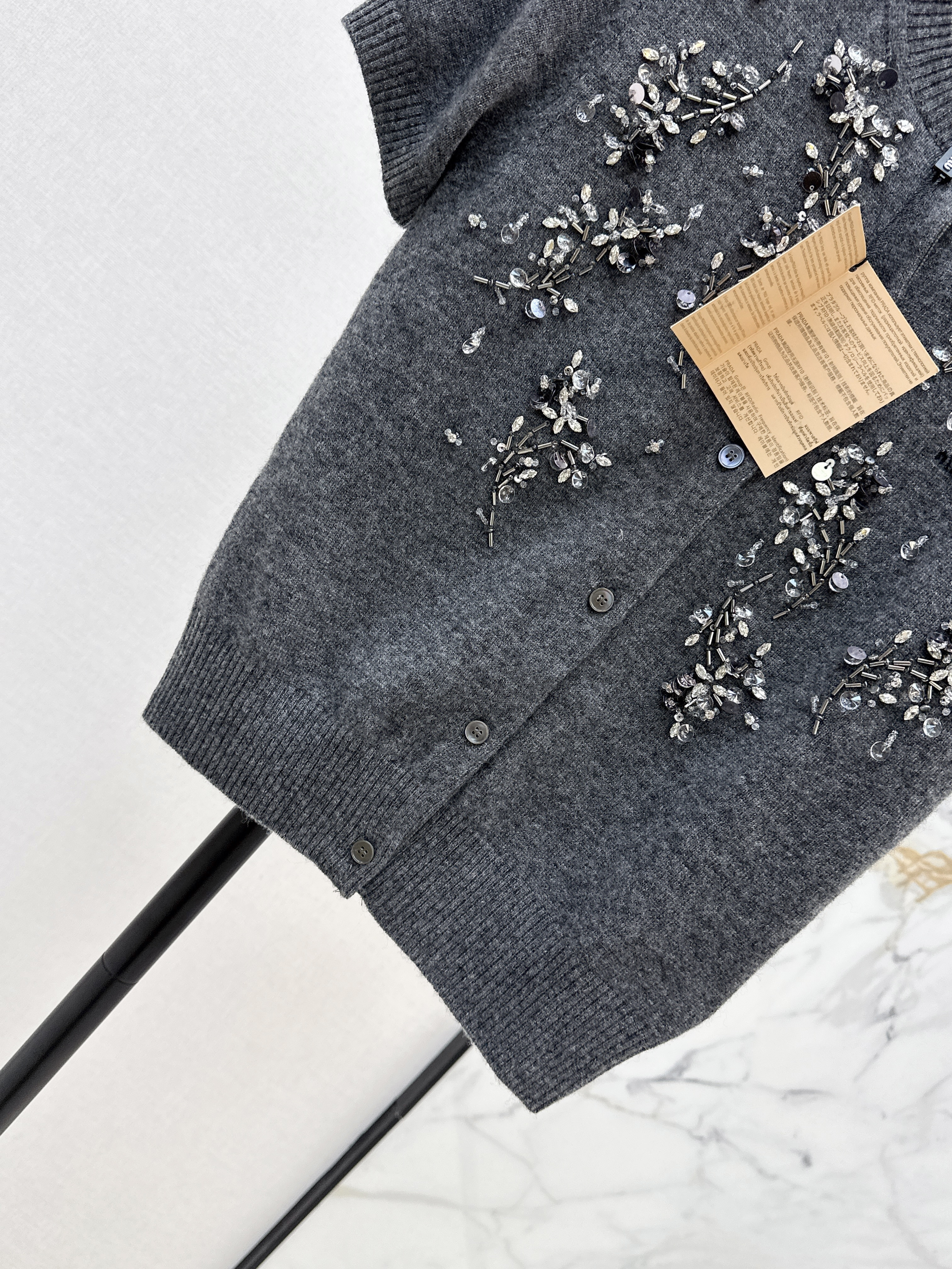 Miu 26ss beading cardigan