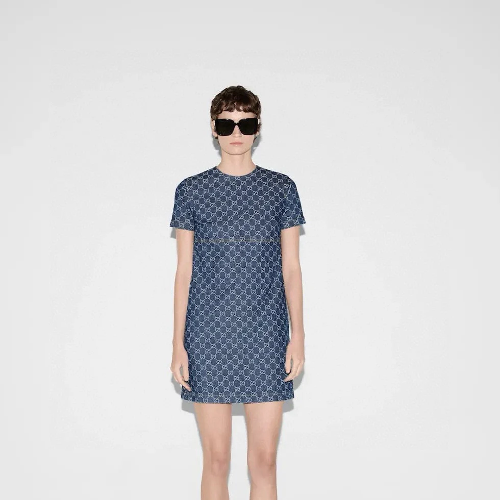 Guc  denim jacquard dress