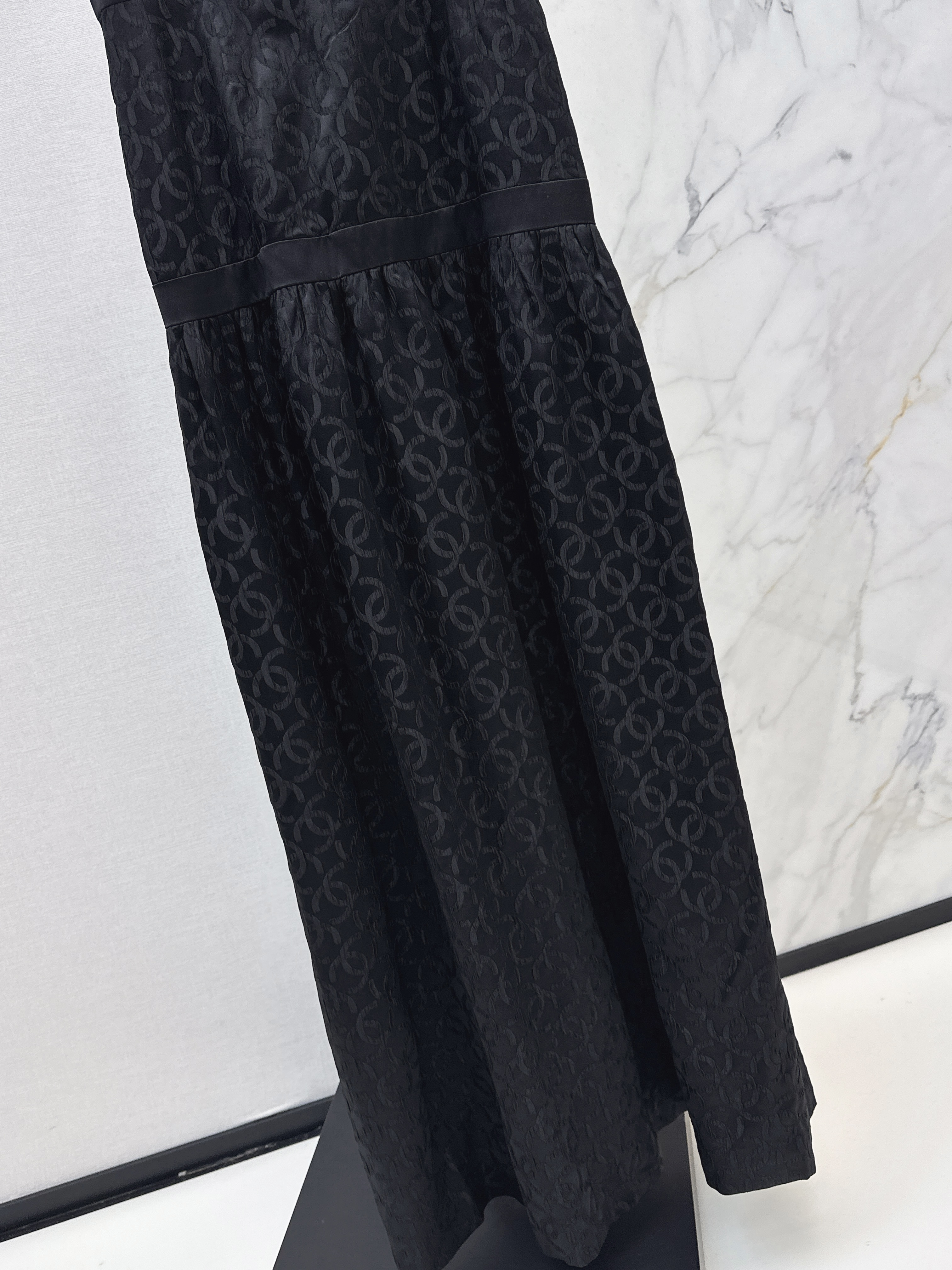 Chan 26ss bow silk jacquard dress