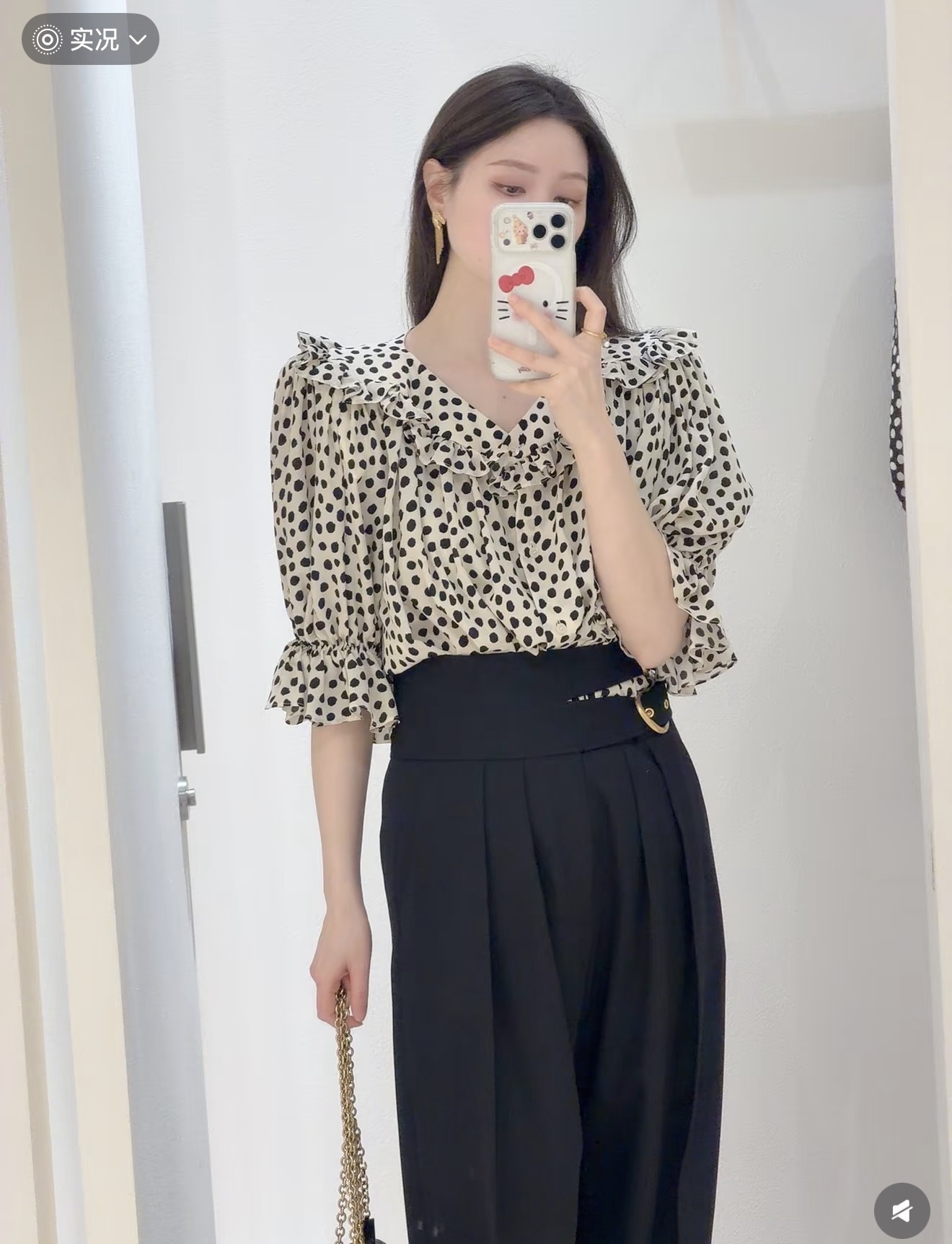 Chlo 26ss Polka Dot Ruffle Blouse