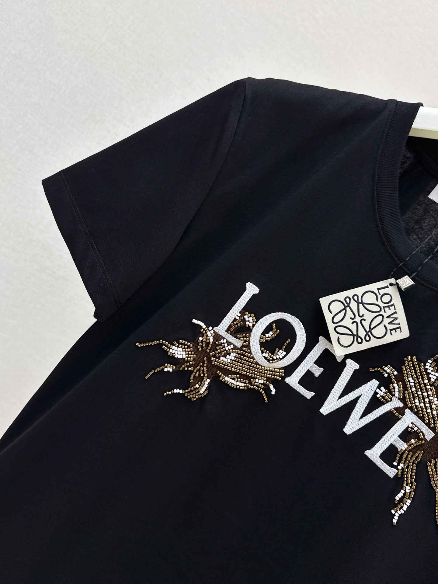 Loe 26ss embroidery beading t-shirt