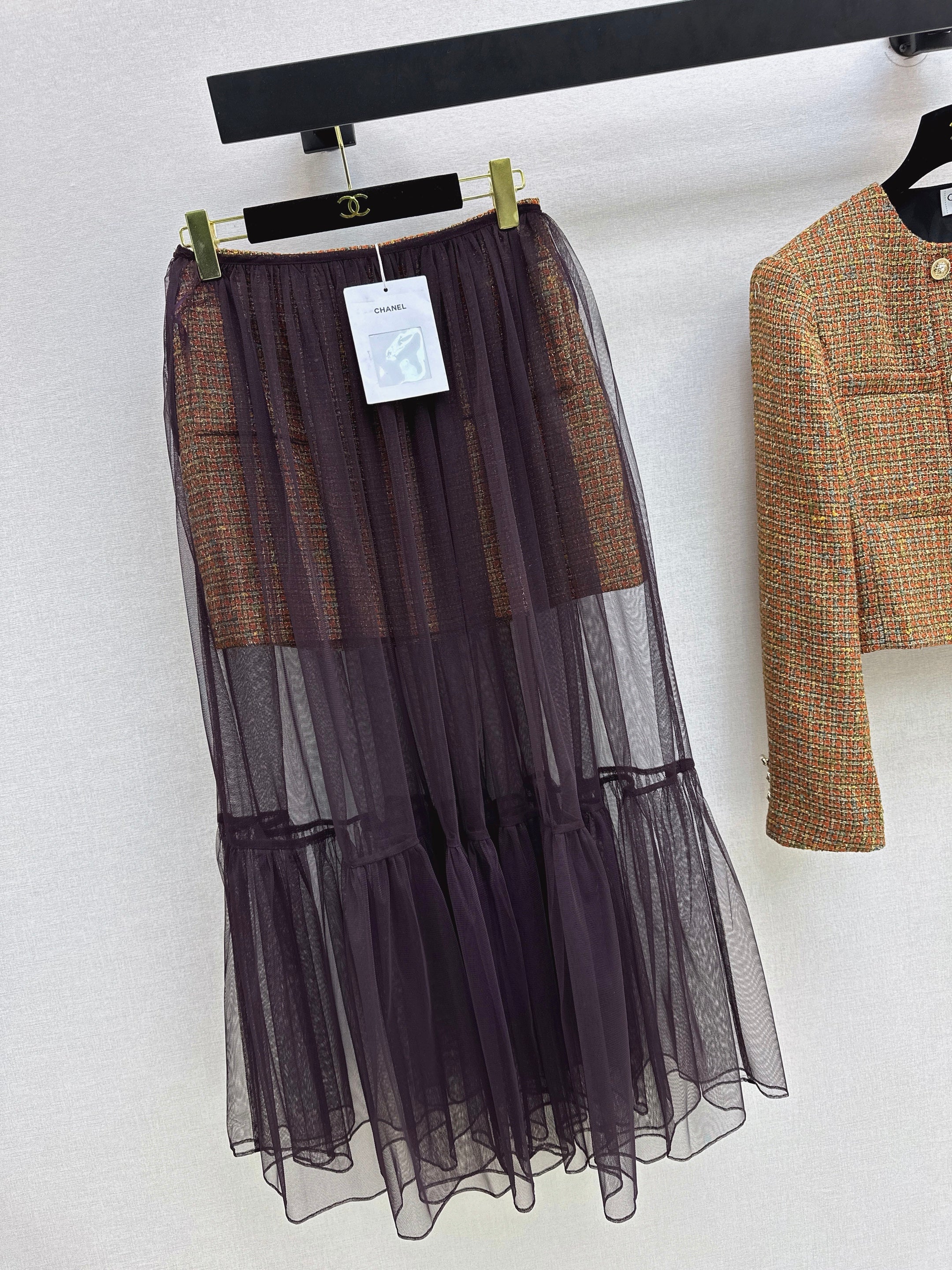 Chan 26ss woven mesh skirt