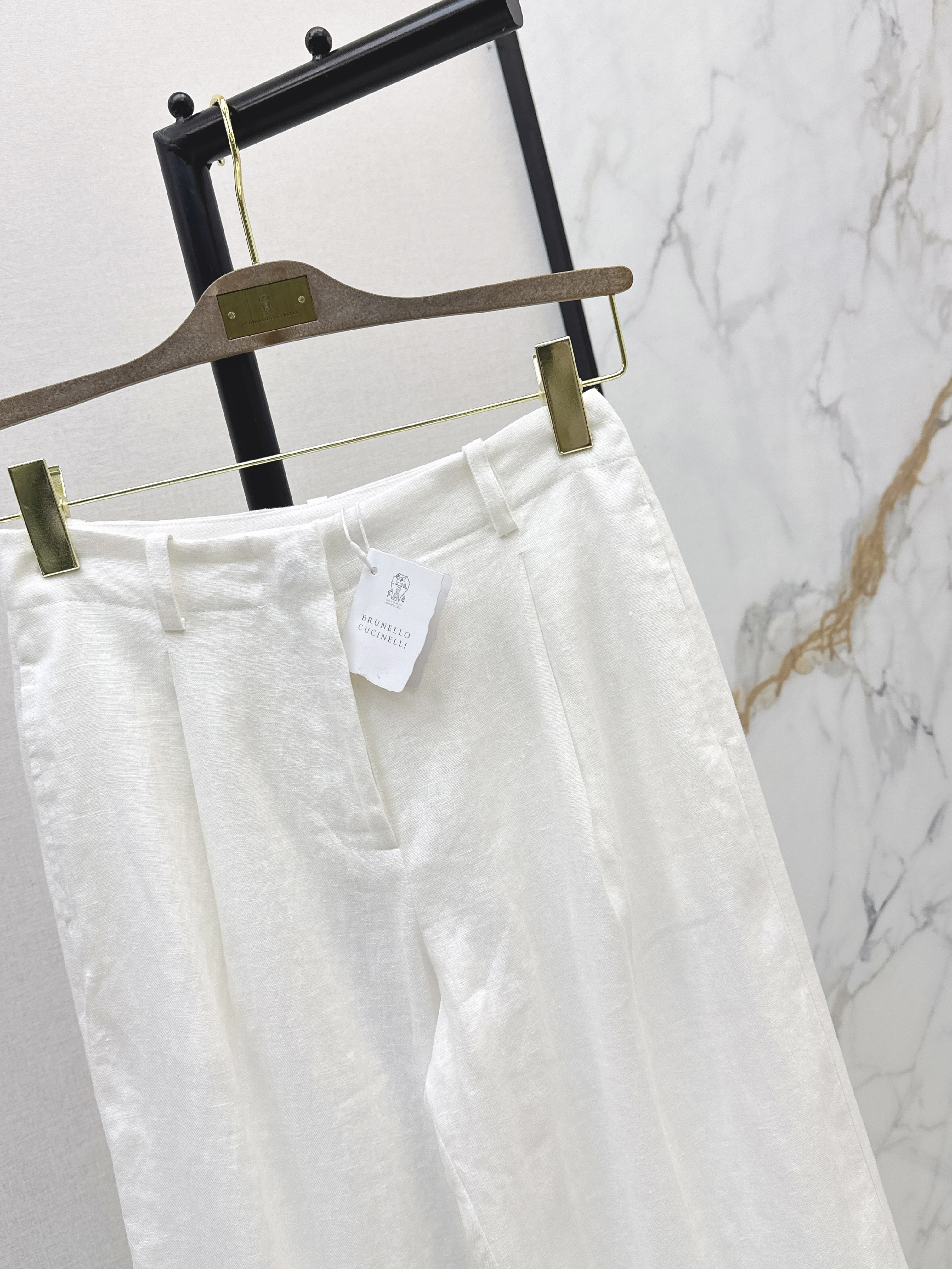 Brunello 26SS High-Waisted Pleated Wide-Leg Pants