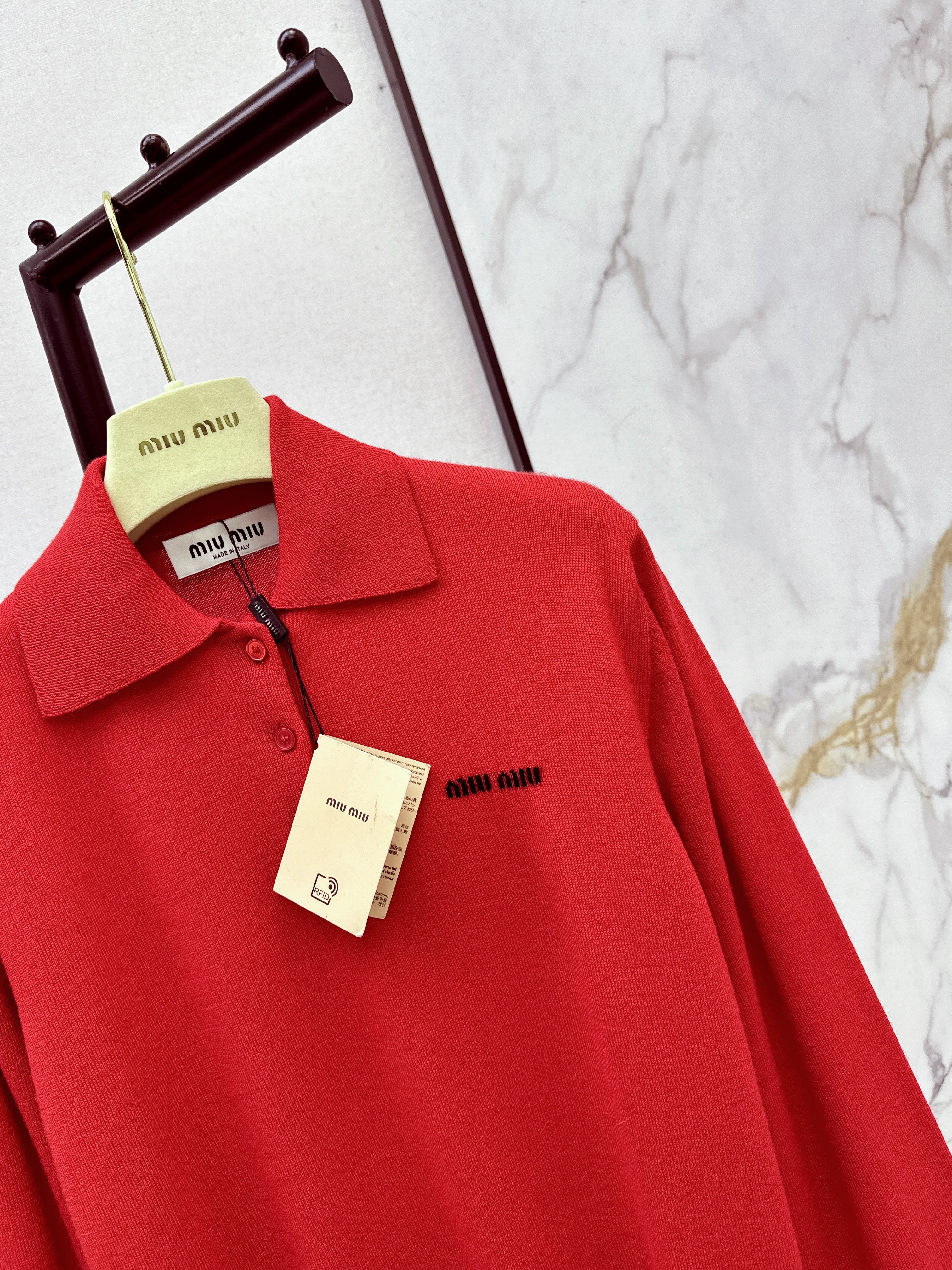 Miu 26ss jacquard polo sweater