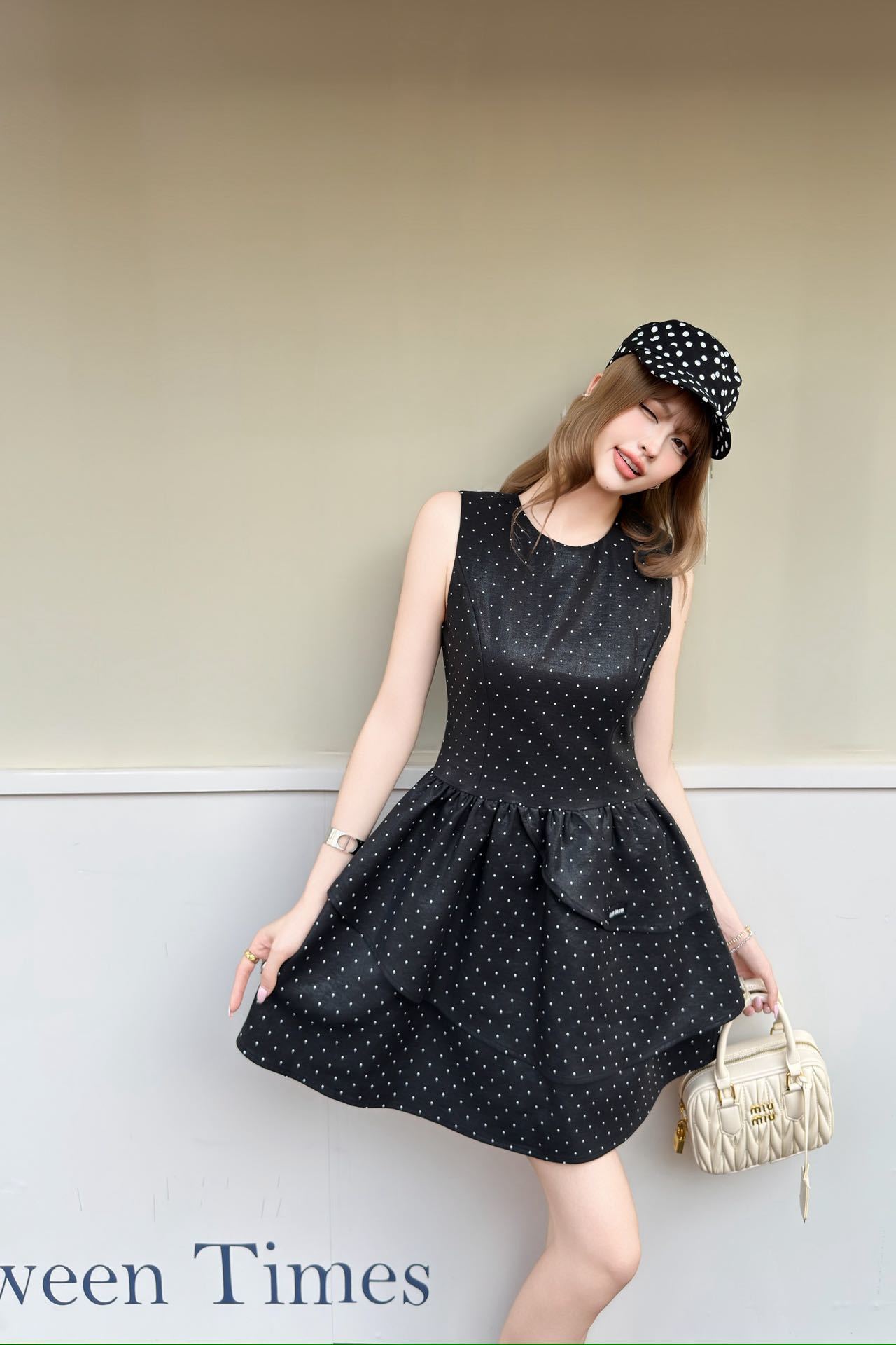 Miu 26ss polka dots dress