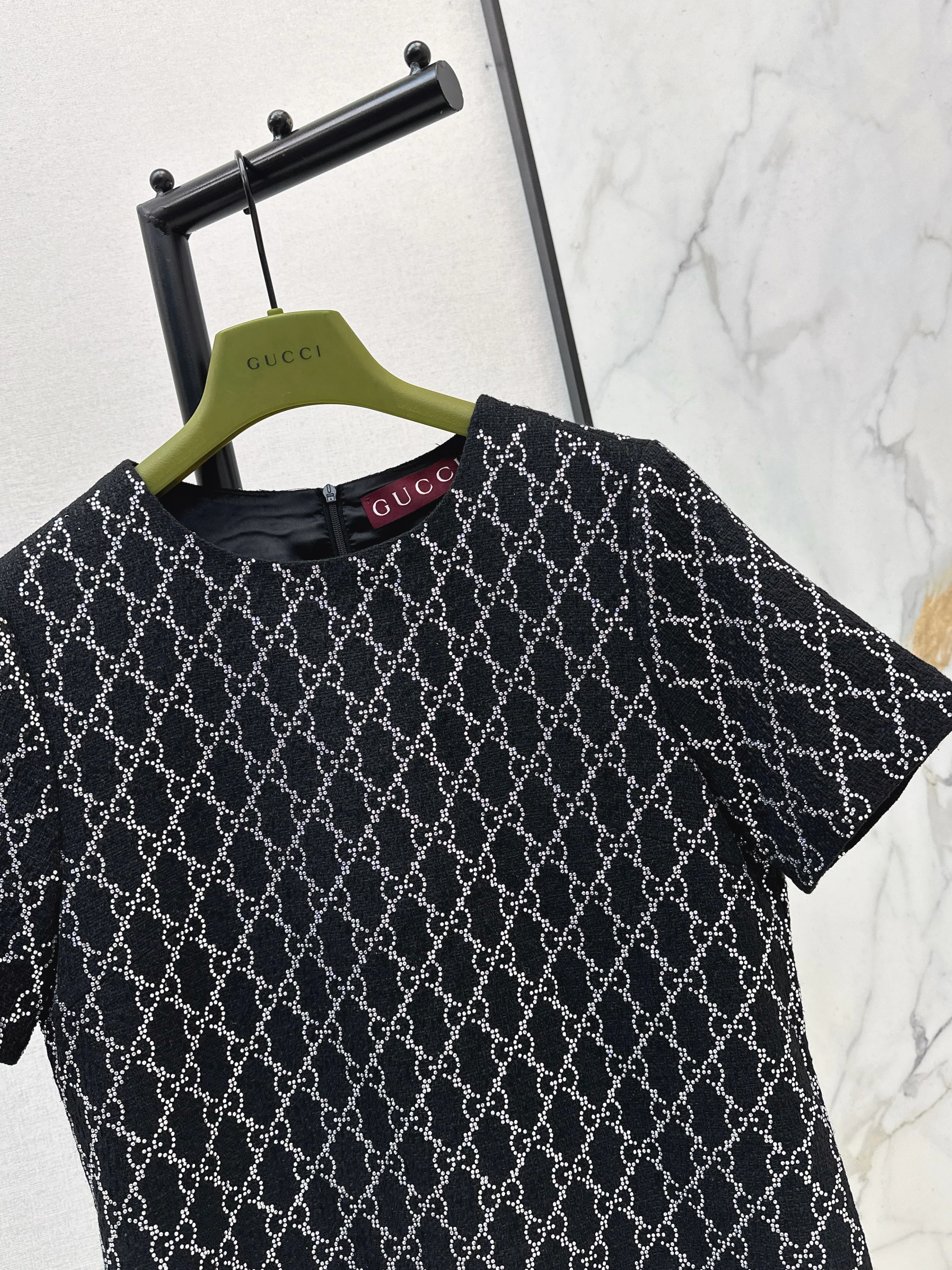 Gucc 26ss rhinestone dress