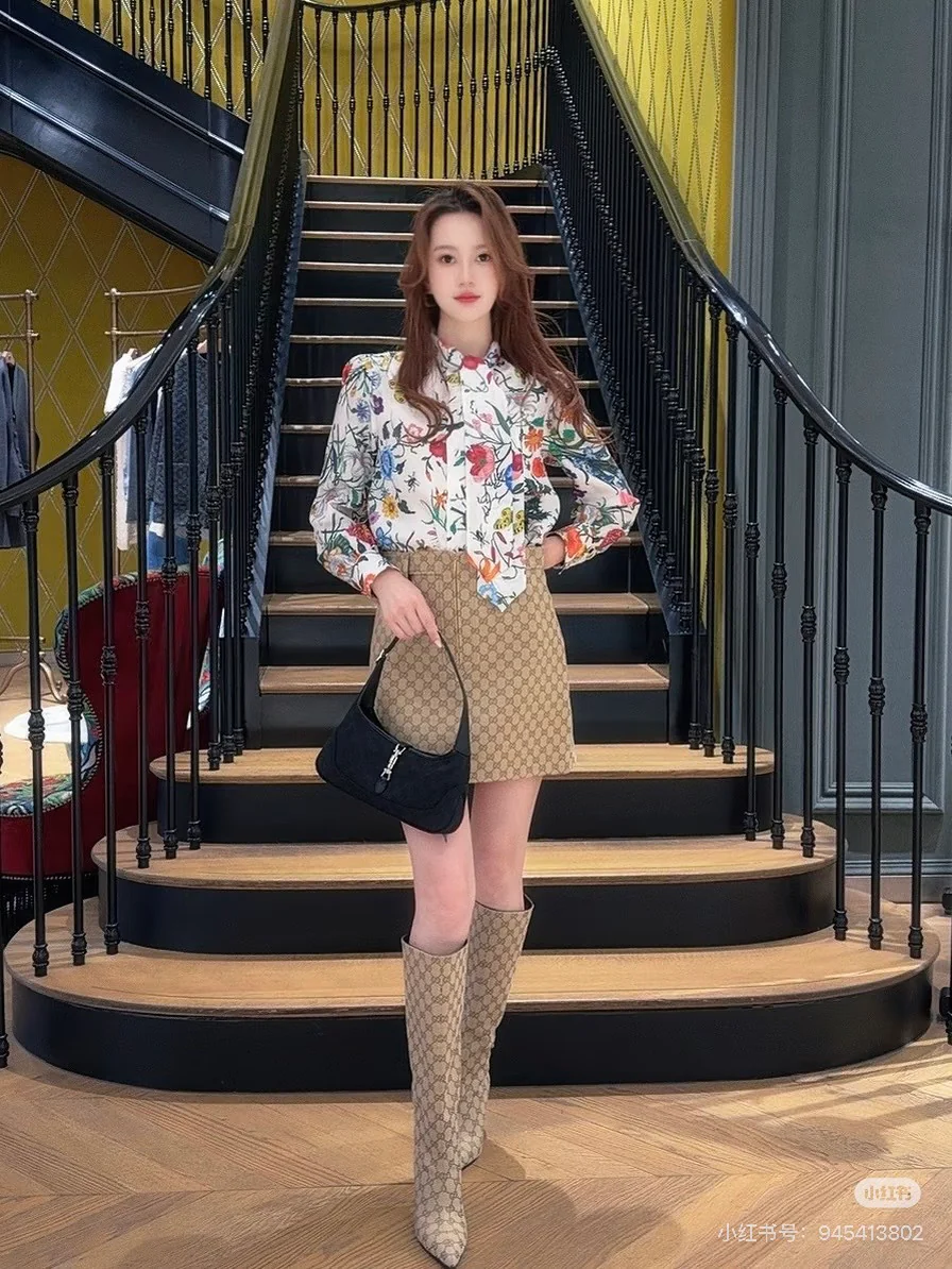 Gucc 26ss flower silk shirts