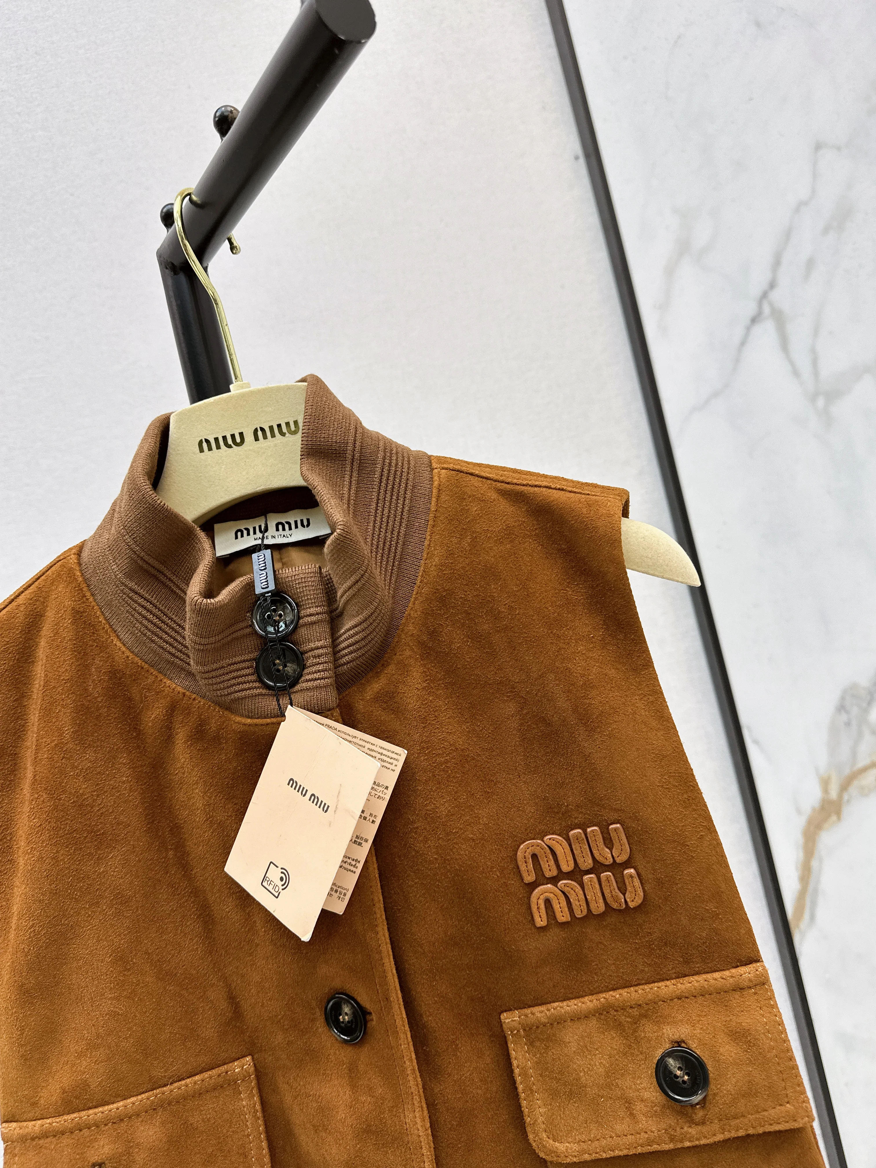 Miu 26ss suede vest jacket