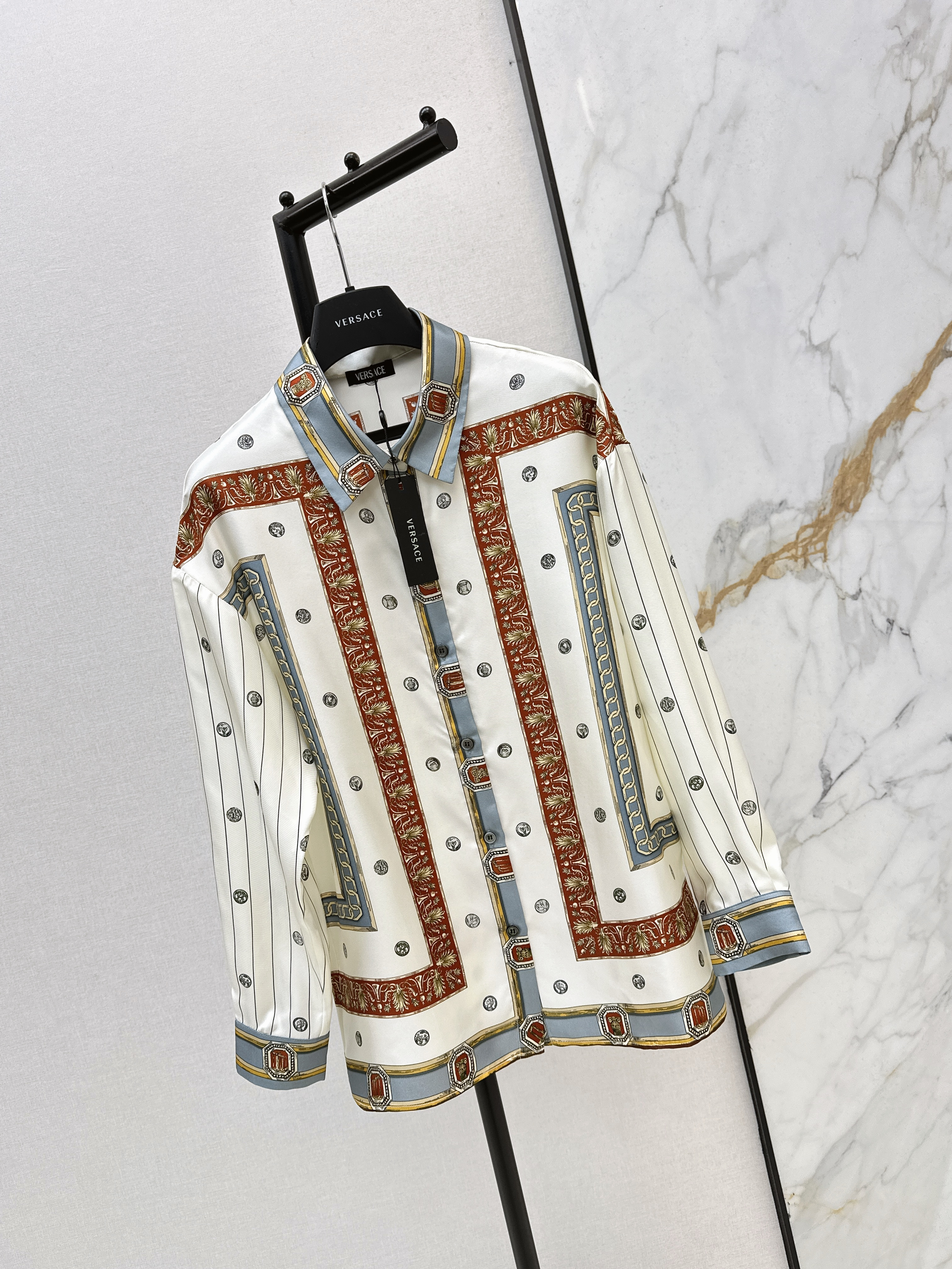 Ver 26ss print silk shirt