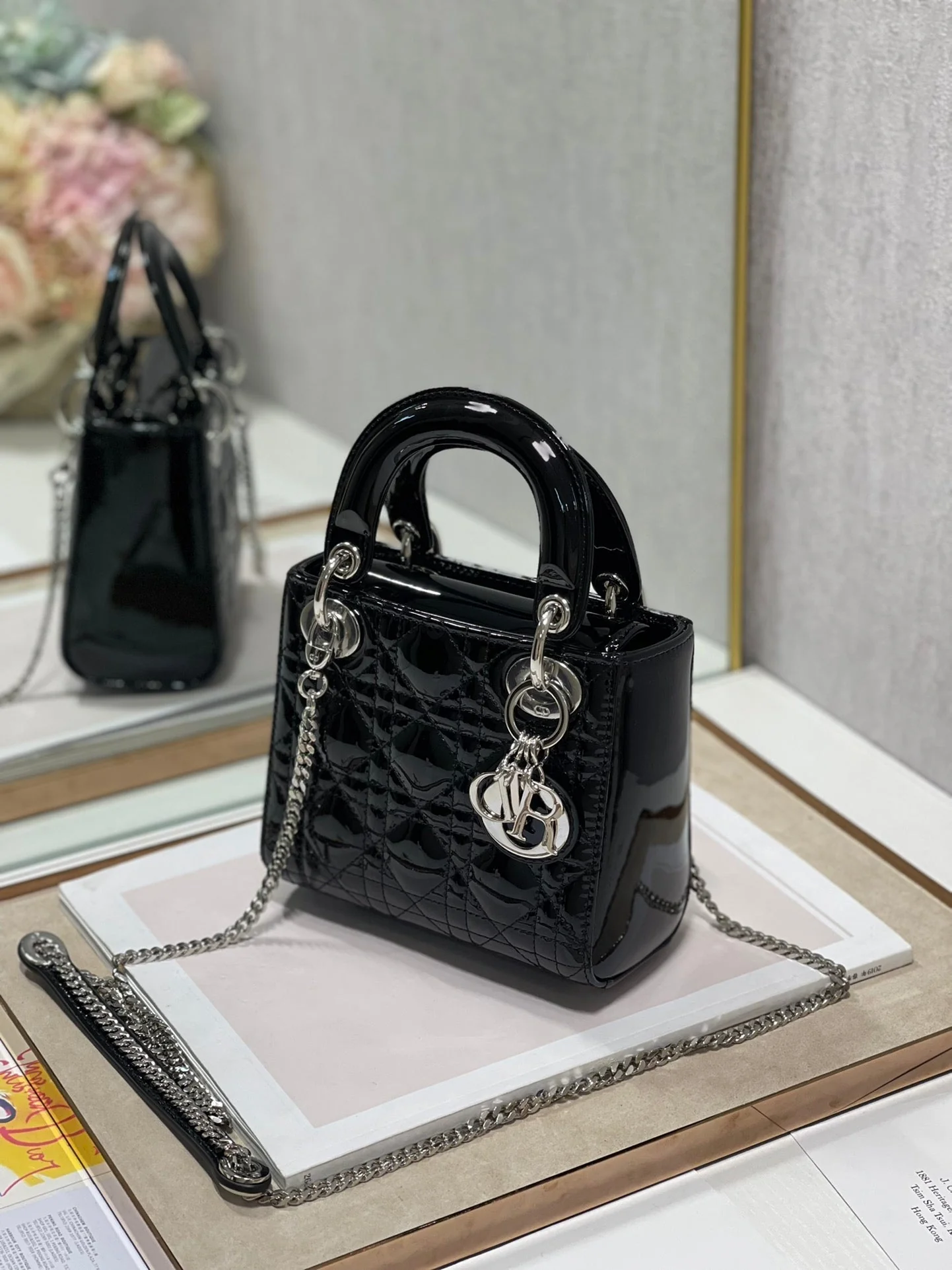 DO Mini & Small Lady Bag Black Patent Cannage Calfskin