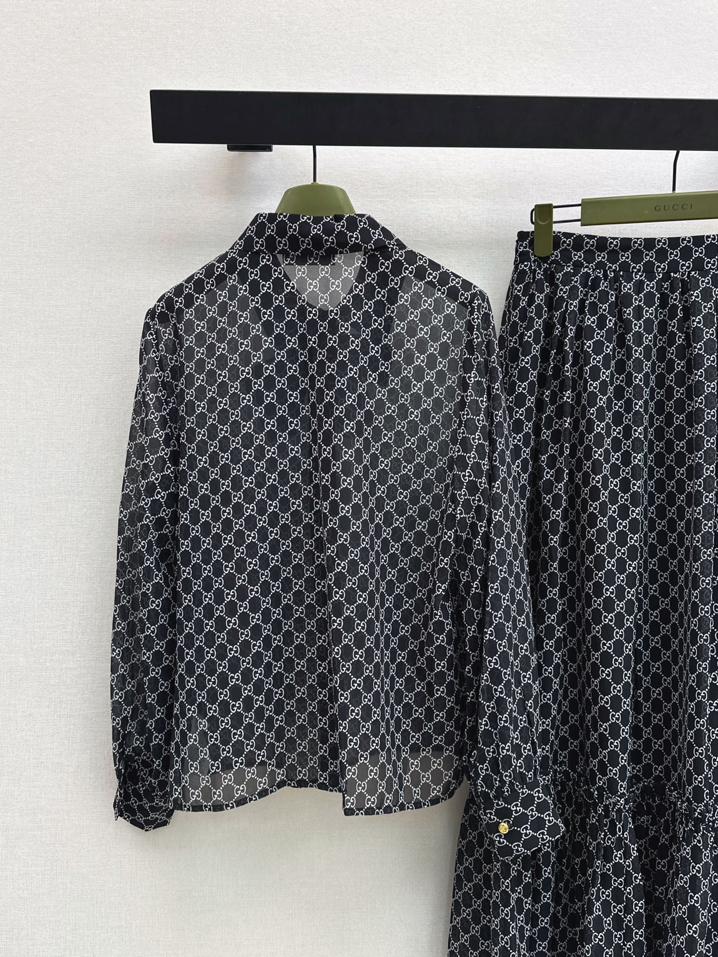 Guc 26ss print shirt skirt sets