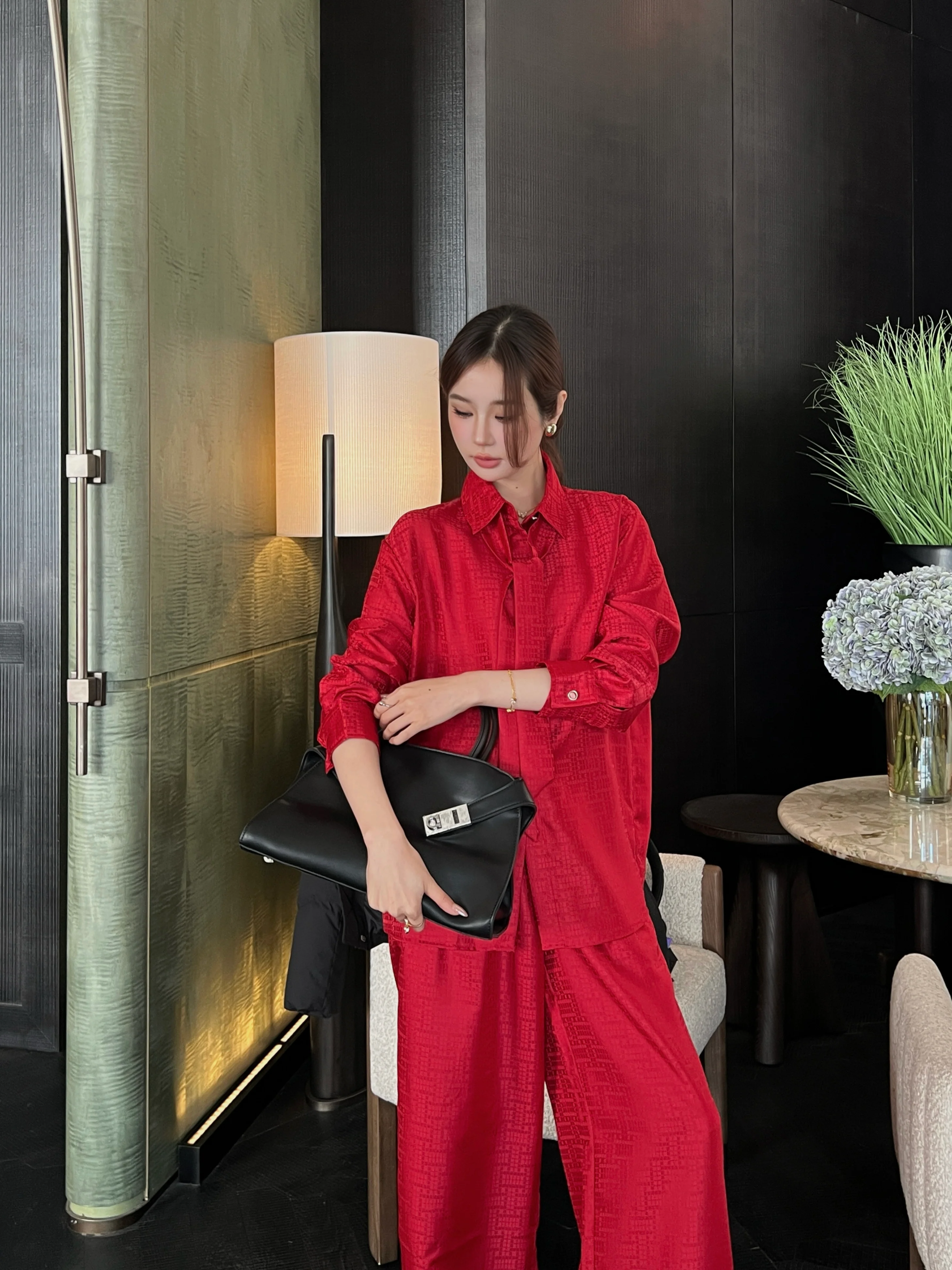 Herm 26ss jacquard -neck shirts