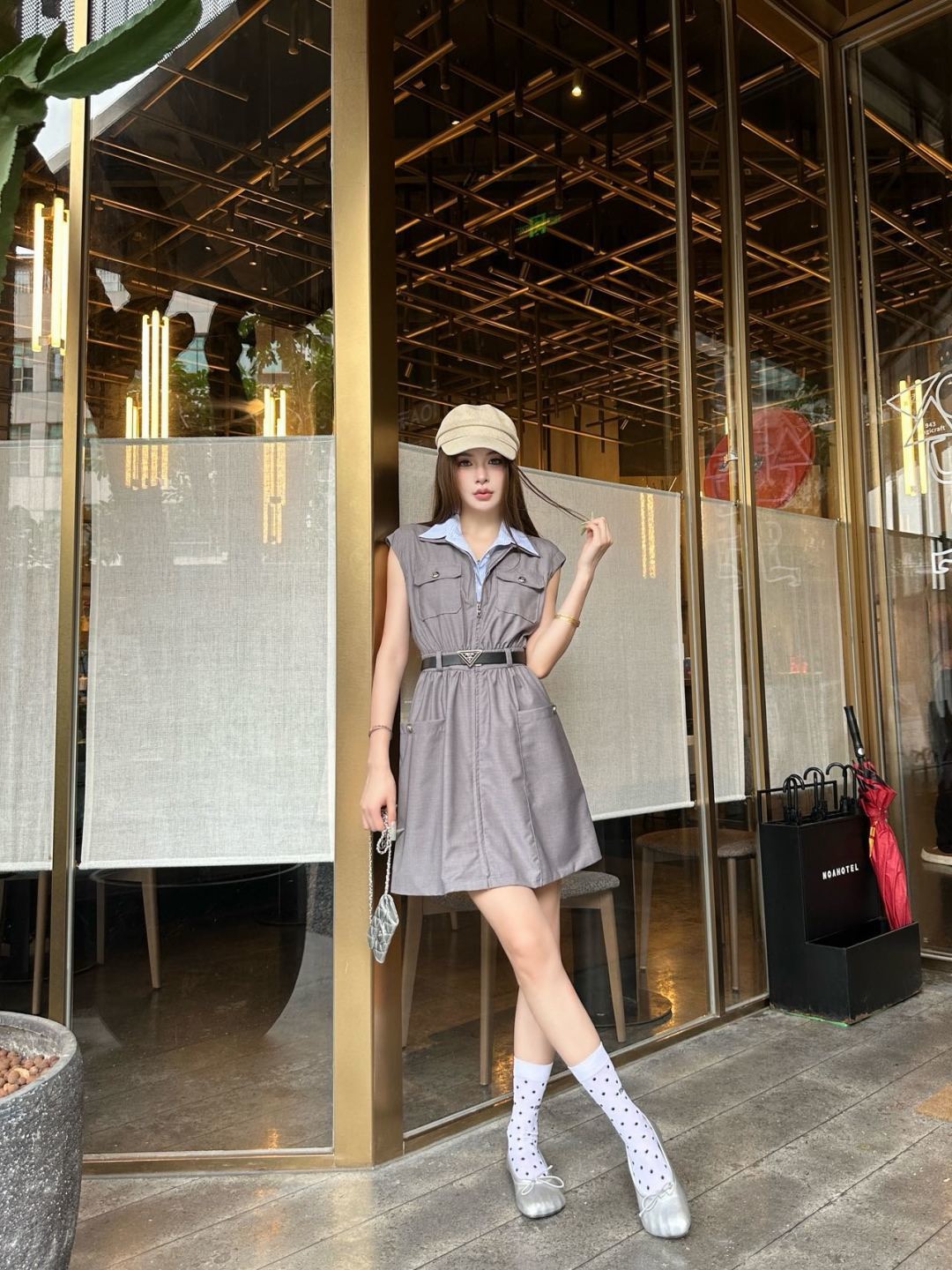 Pra 26ss  sleeveless belted dress