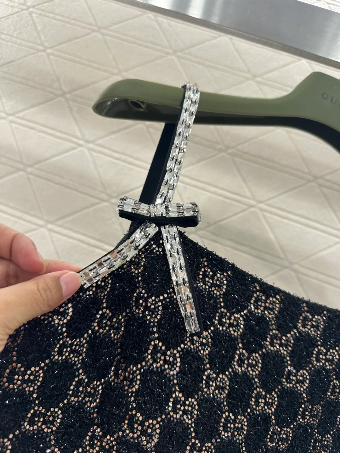 Gucc 26ss rhinestones dress